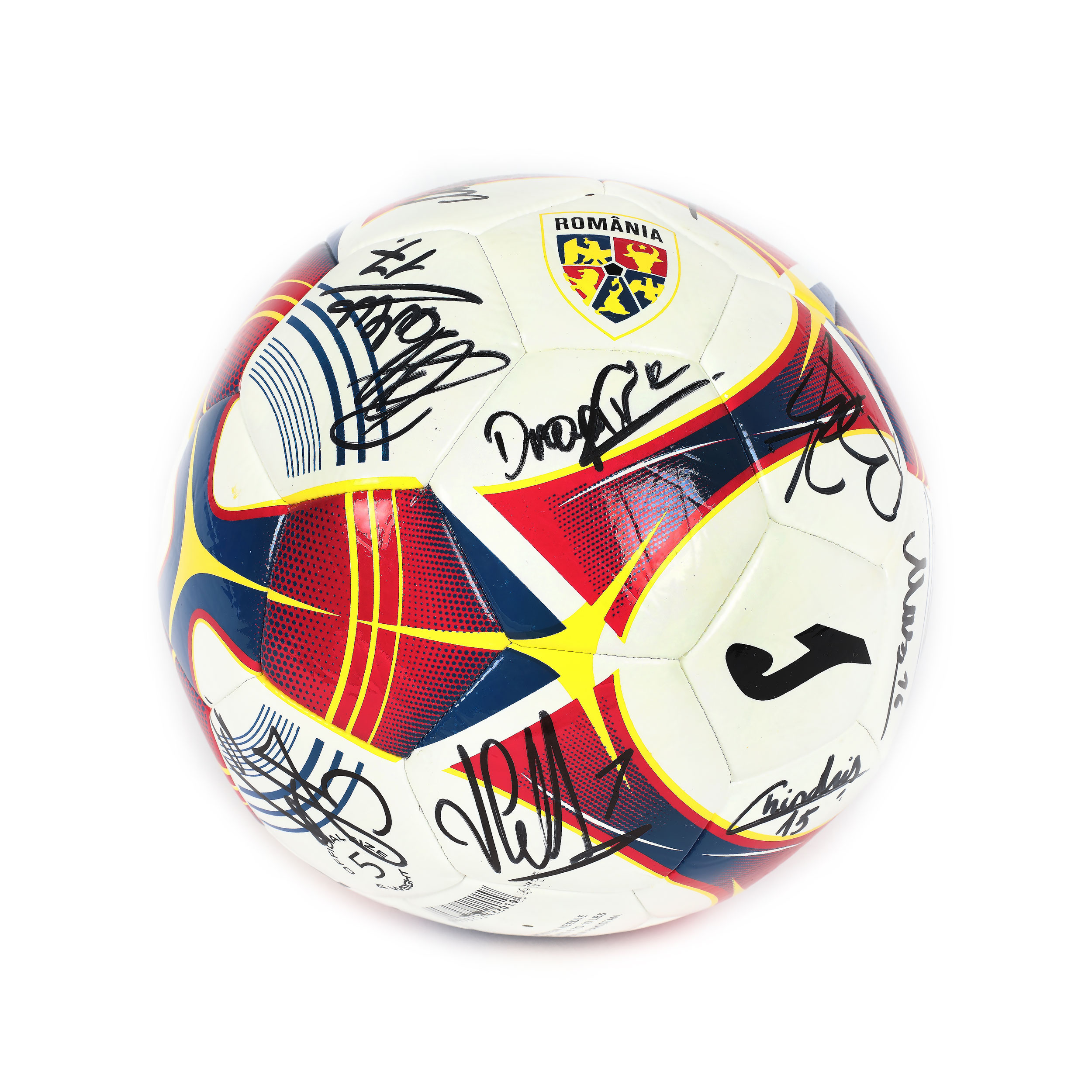 Minge de fotbal a Echipei Naționale de Fotbal U21, cu autografele jucătorilor, 2019