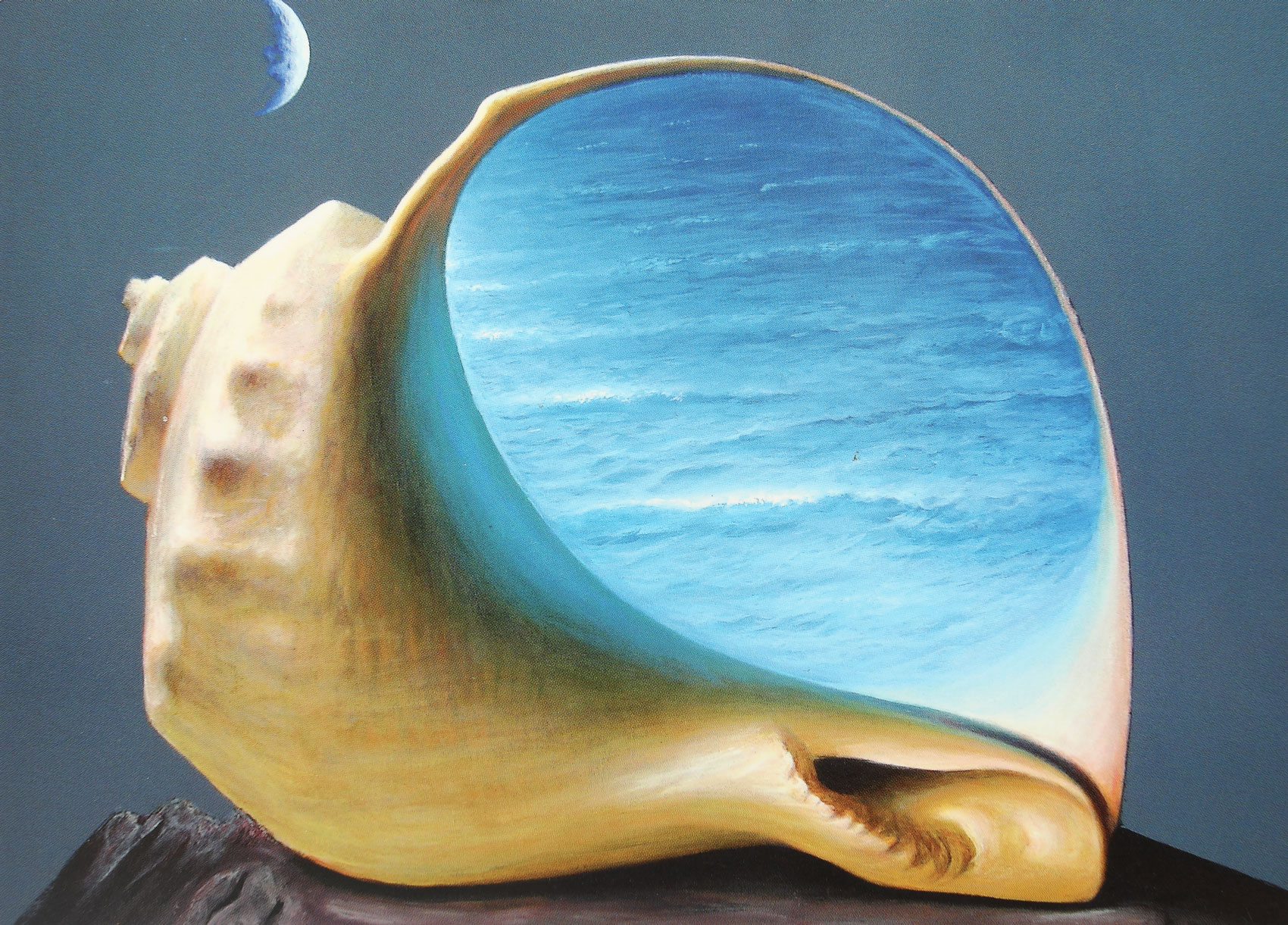 Carte poștală ilustrând pictura ”Sound of the sea”, de Sabin Bălașa, cu dedicația pictorului către moderatoarea de televiziune Florentina Fântânaru