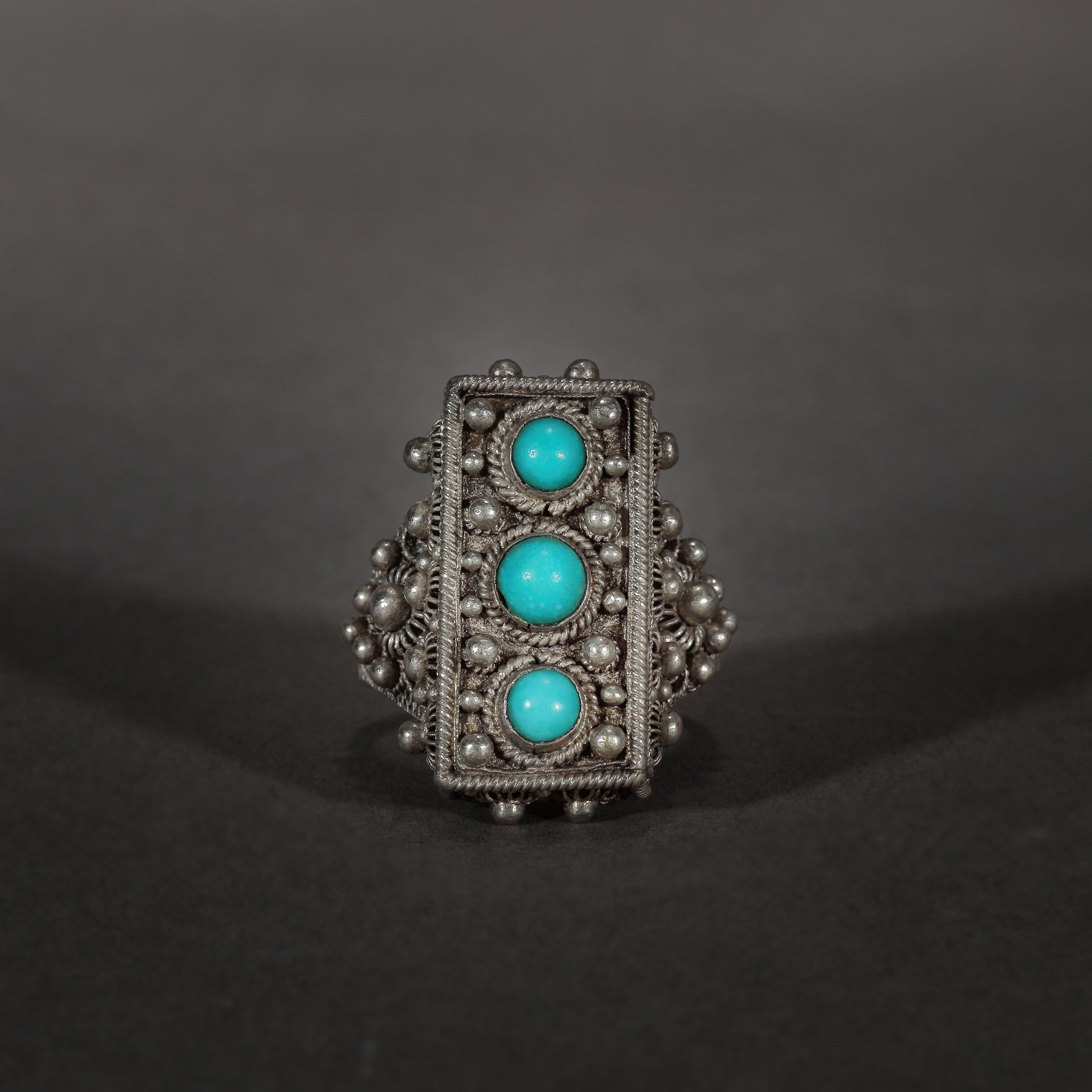 Silver ring with turquoise, marked, the Republican Period, China, ca. 1930-1949