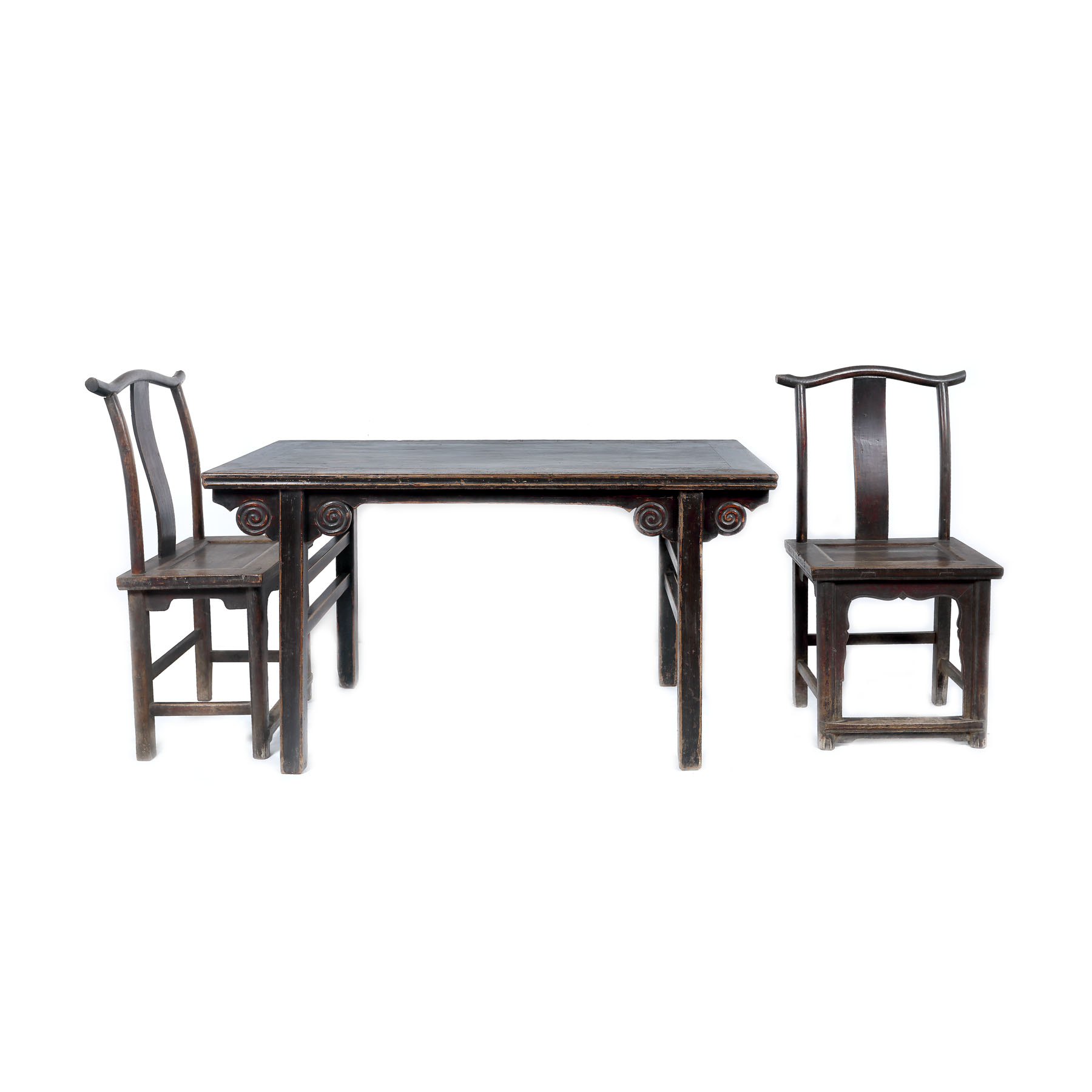 Scholar's studio exotic wood table and two chairs, the Republican Period, China, ca. 1912-1949