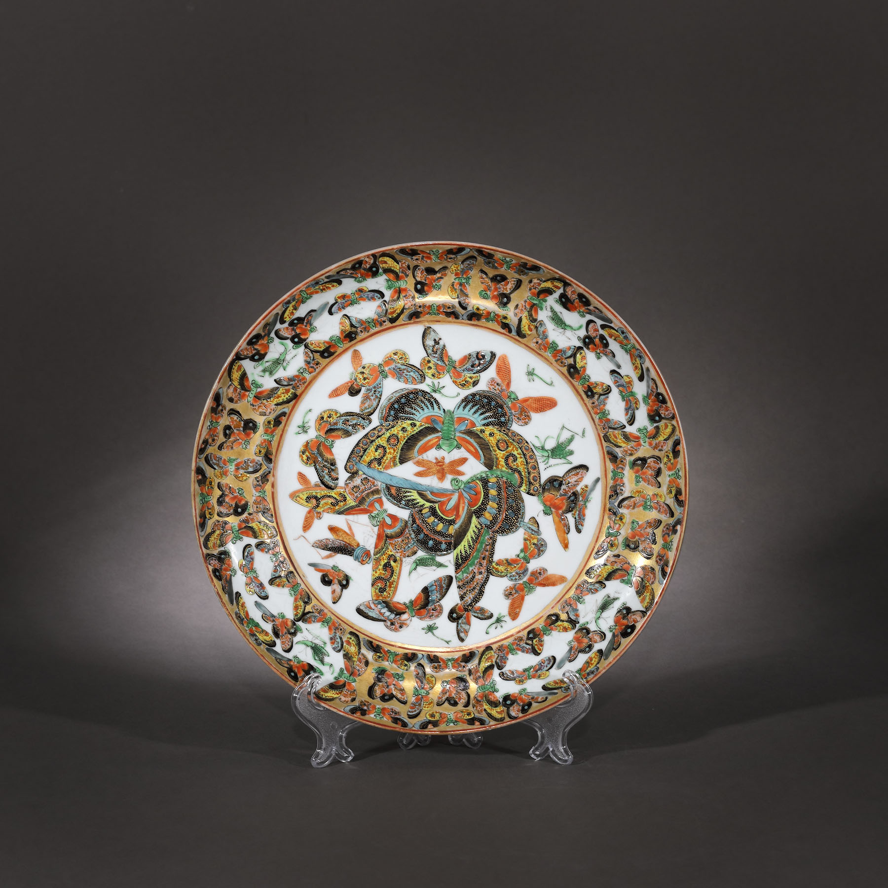 Porcelain plate decorated with butterflies, the Daoguang Period, China, mid 19th century