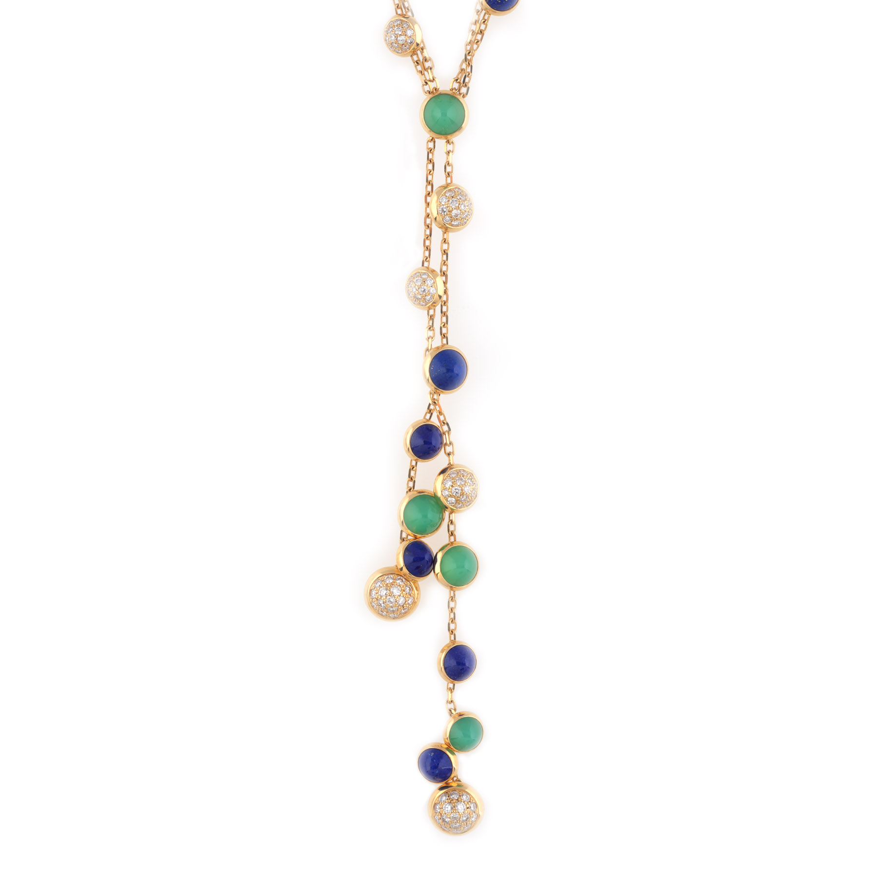 "Nouvelle Vague" - colier Cartier din aur, decorat cu diamante, Lapis Lazuli și crisopraze