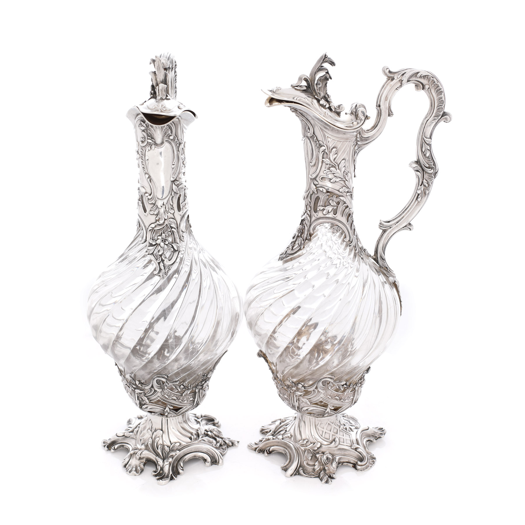 Pereche de vase Neo-Rococo, cu monturi din argint Victor Boivin, sfârșitul sec. XIX