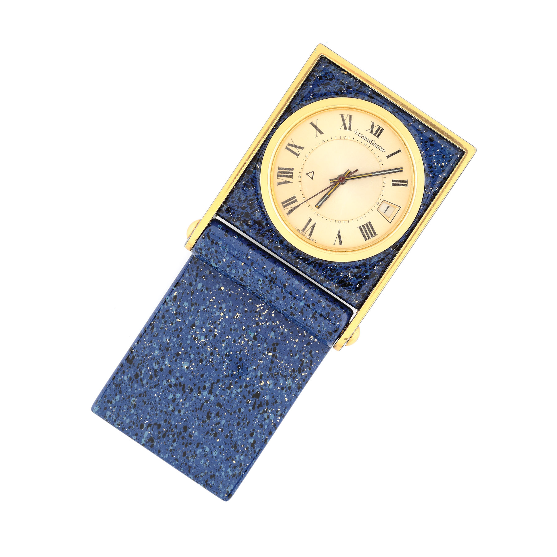Ceas Jaeger-LeCoultre Travel Clock, încadrat de Lapis Lazuli