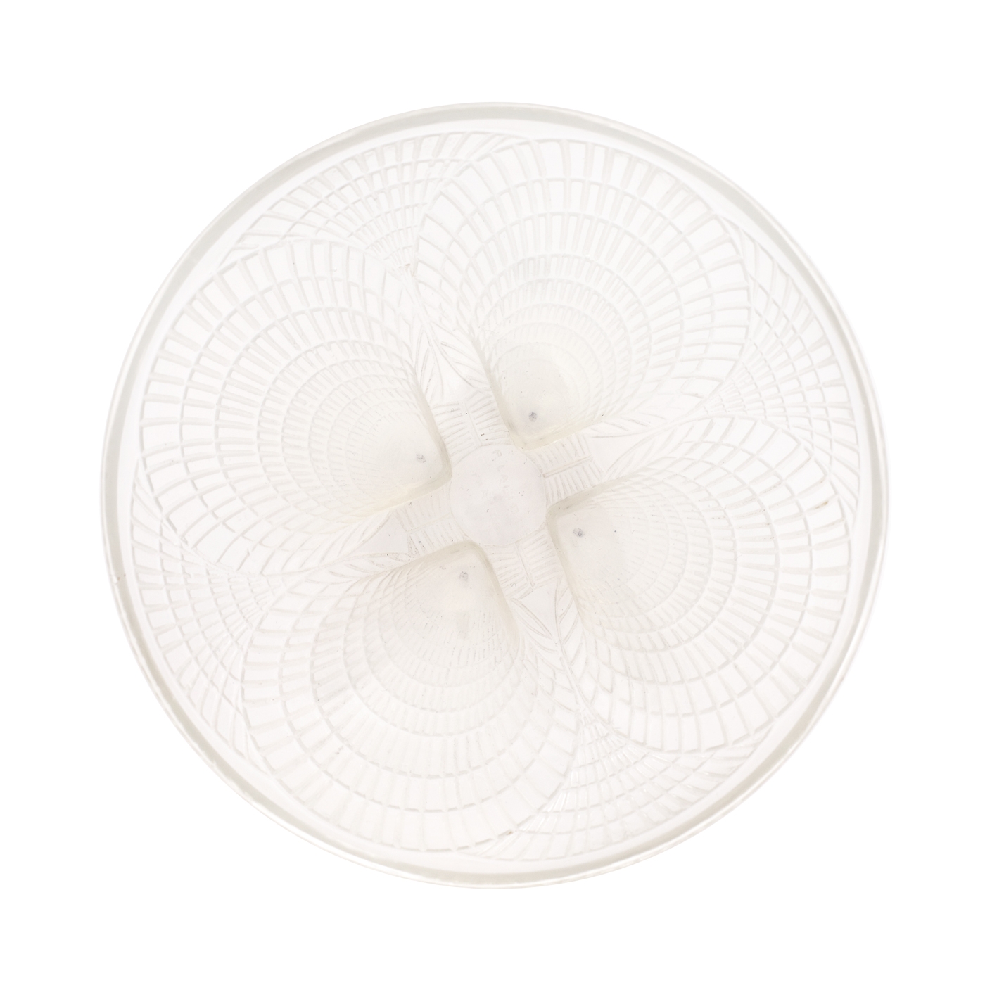 "Coquilles" - bol Lalique din sticlă opalescentă, decorat cu cochilii de scoici stilizate, cca. 1930