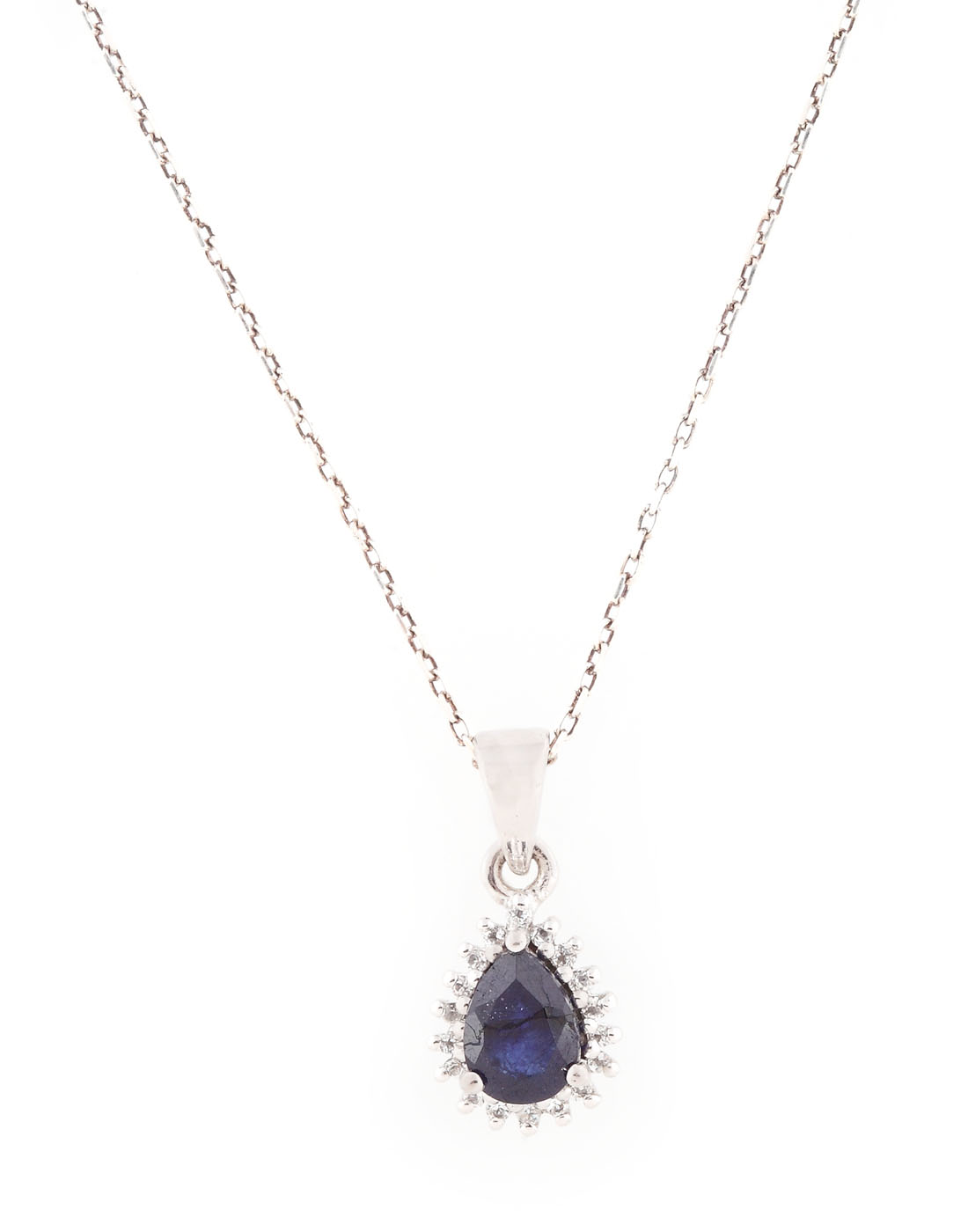 Gilded silver chain and pendant, decorated with sapphire and topazes