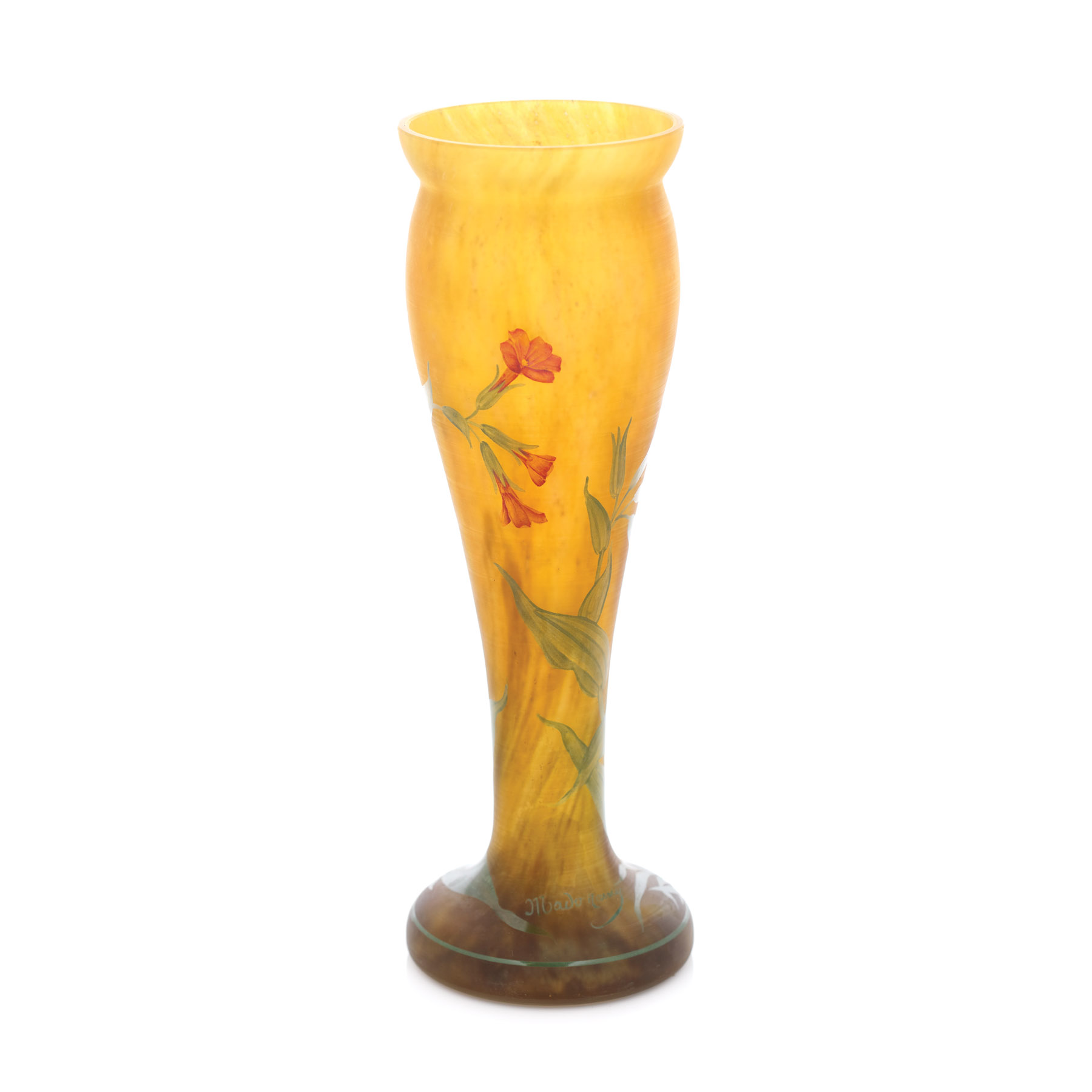 "Fleurs de gentianes rouges" - vas Art Nouveau, realizat de Daum Frères, cca. 1925