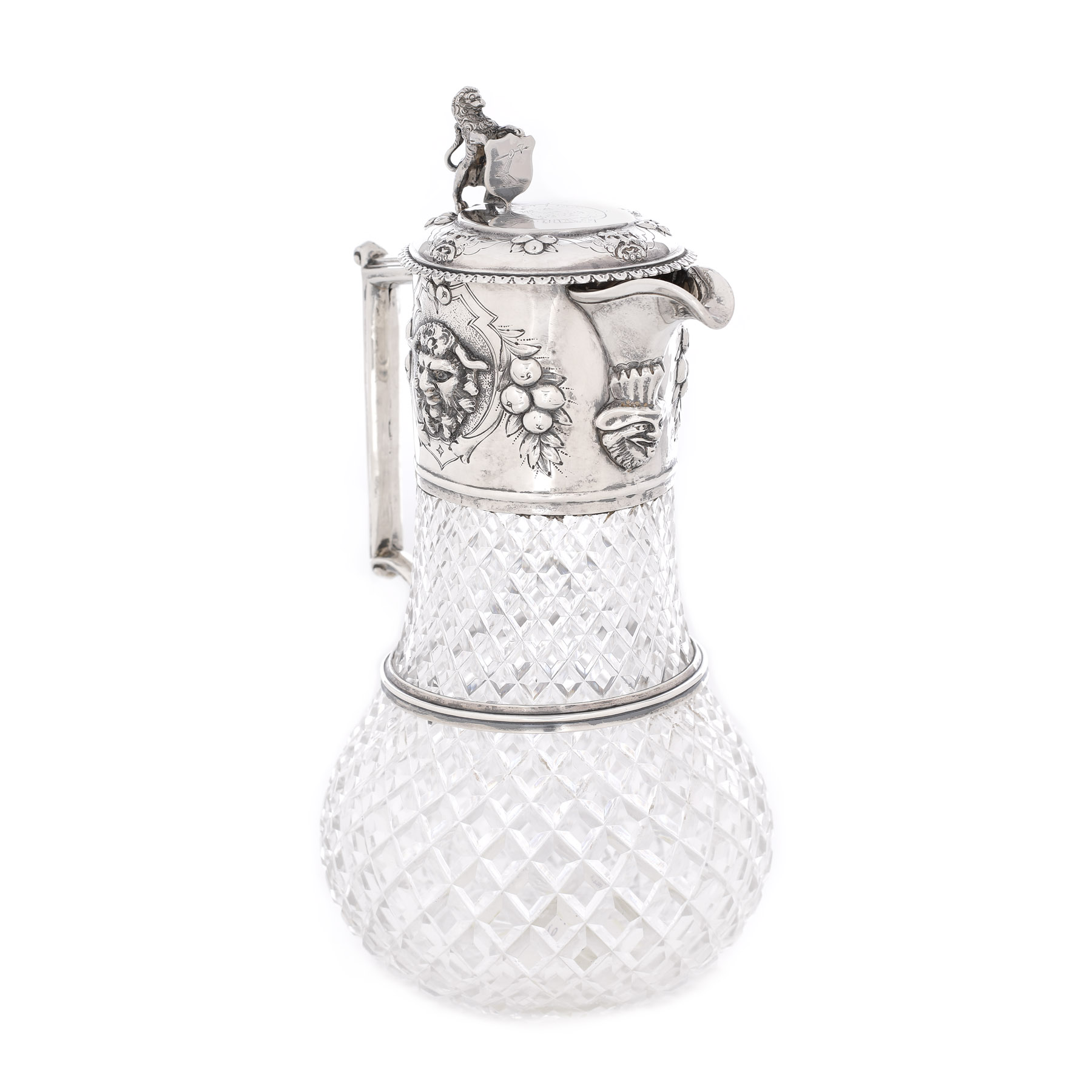 Carafă Victoriană, cu montură din argint John Wilmin Figg, cca. 1859