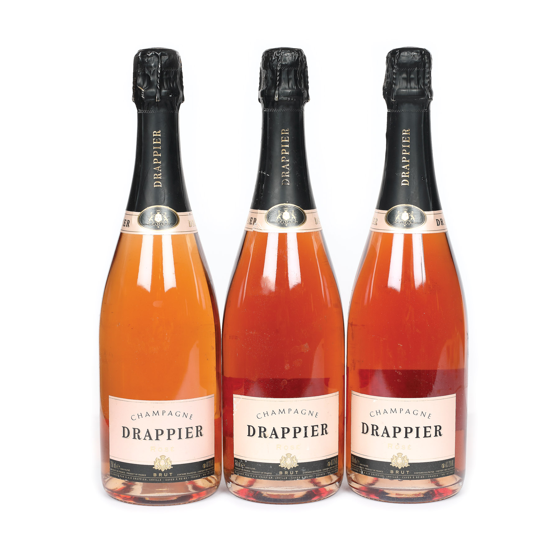 Lot champagne Drappier Non Vintage, rose, 3st x 0,75l 