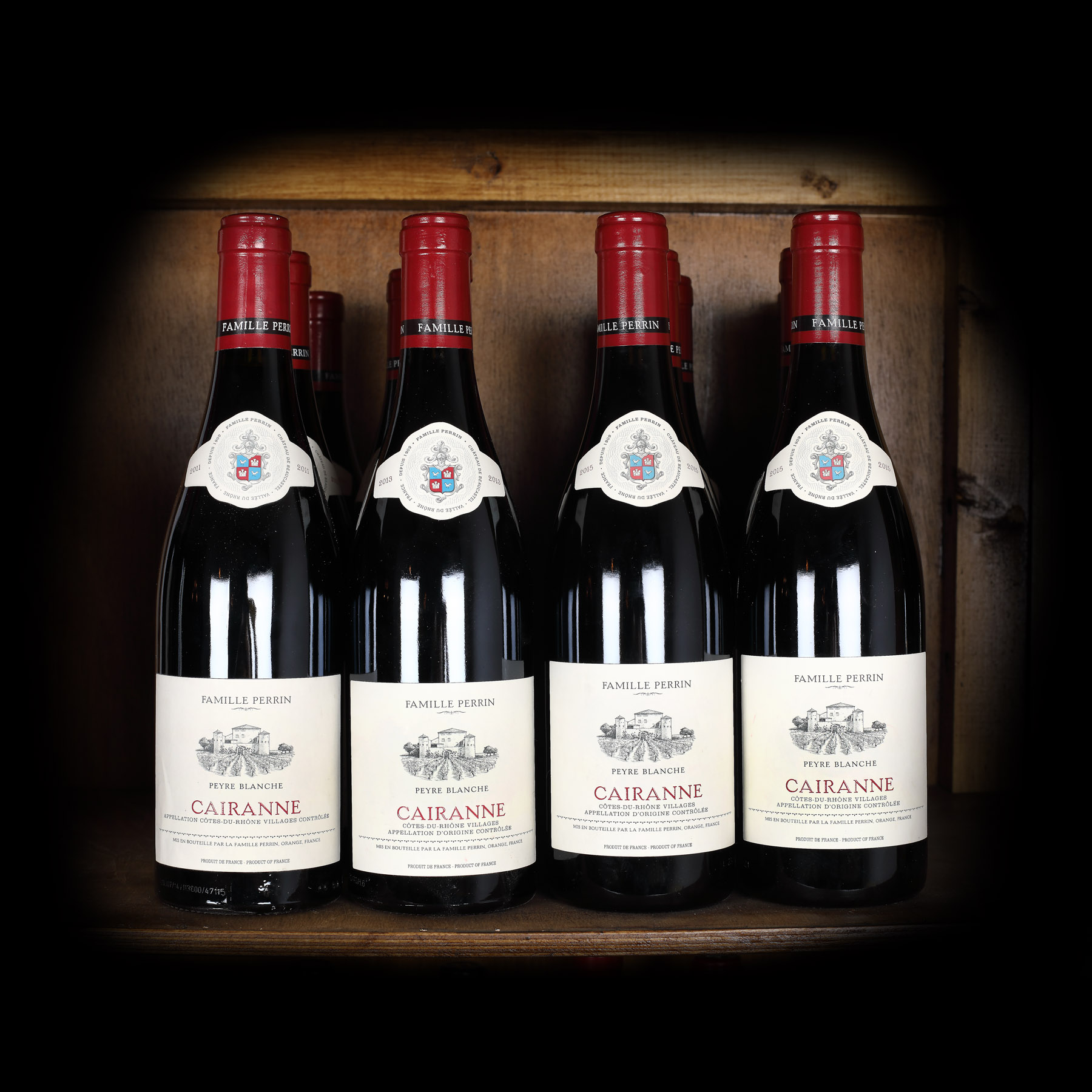 Lot de vinuri Perrin & Fils Cairanne, Côtes du Rhône, 2011-2015, 15st x 0,75l