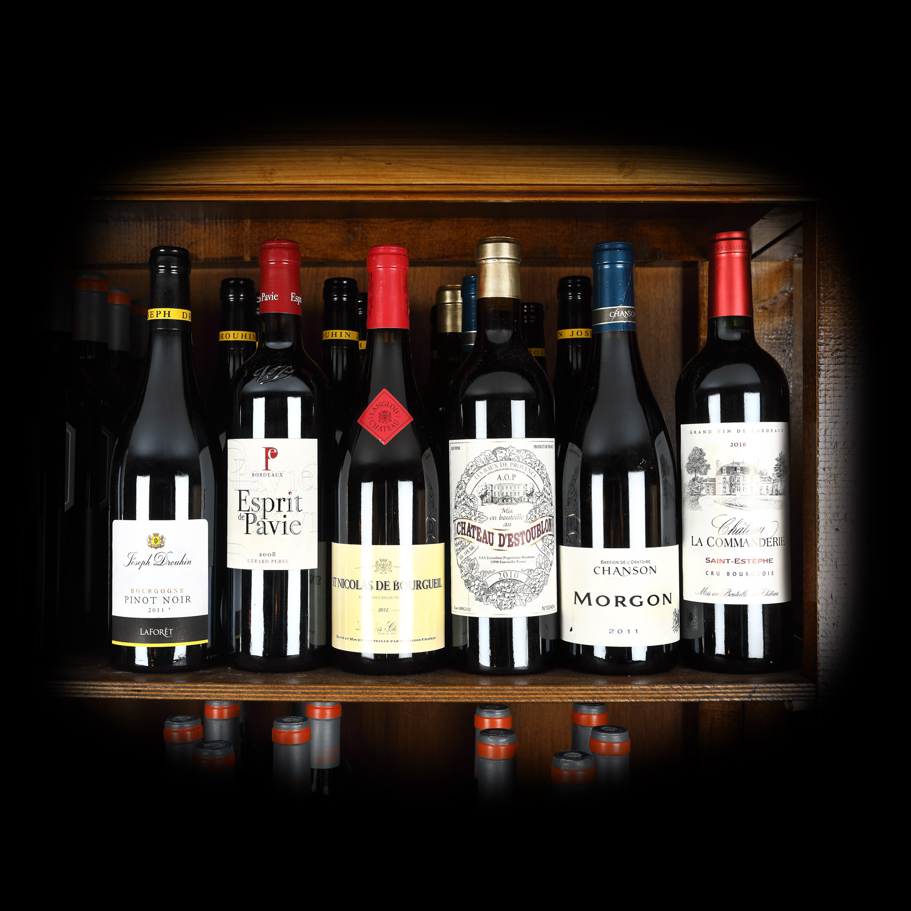 Lot format din diverse vinuri roșii franțuzești, 2008-2011, 18st x 0,75l