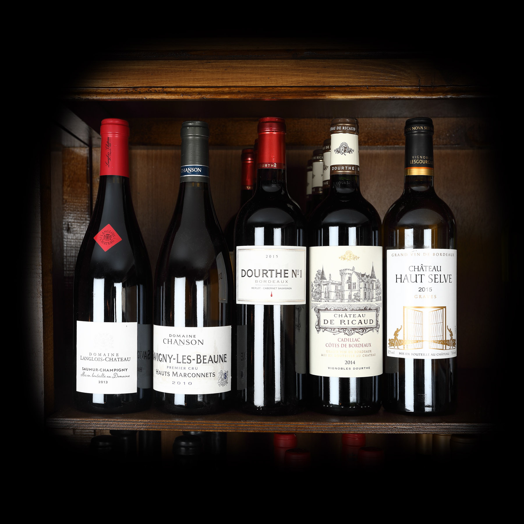 Lot format din diverse vinuri franțuzești, 2010-2015, 11st x 0,75l
