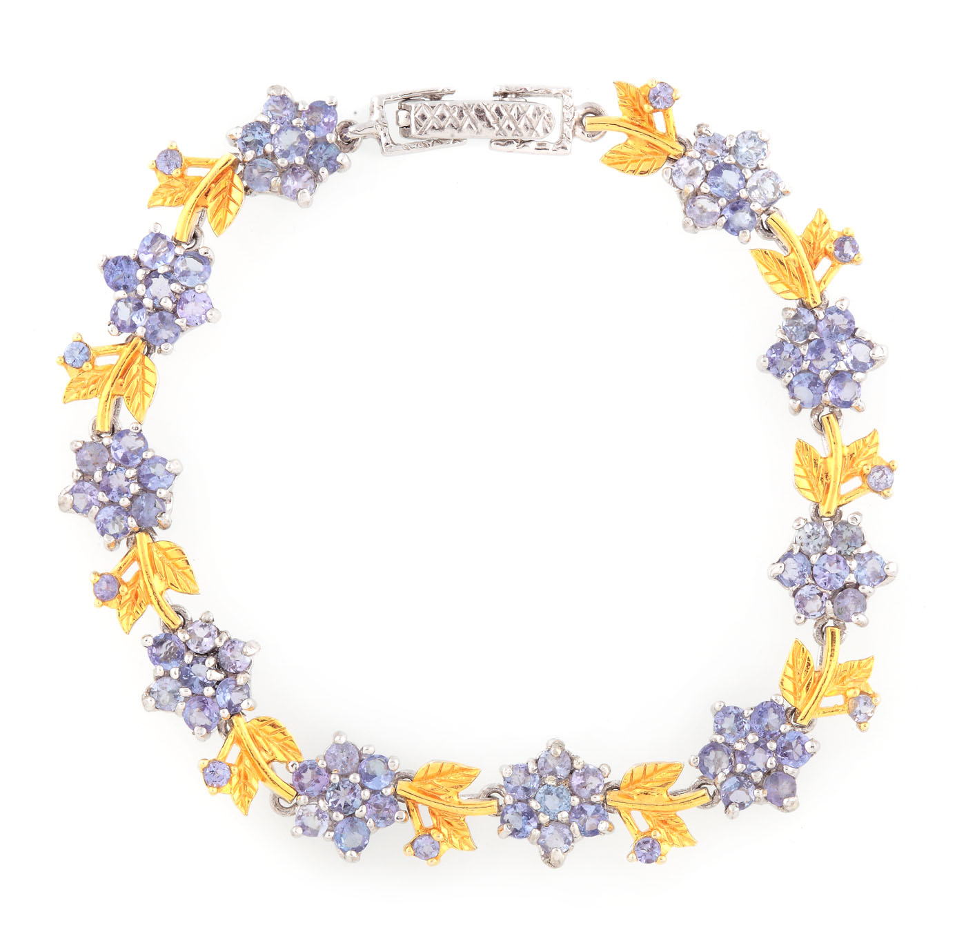 Brățară din argint aurit, decorată cu tanzanite 