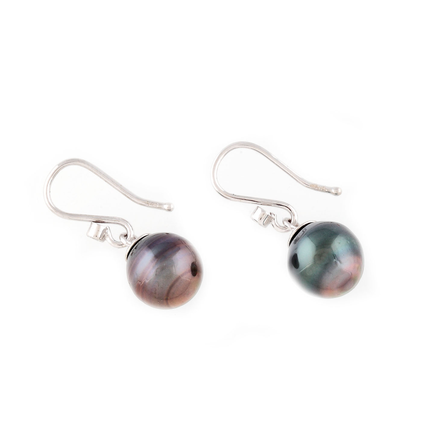 Pereche de cercei din aur alb, ornată cu perle Tahitian și diamante
