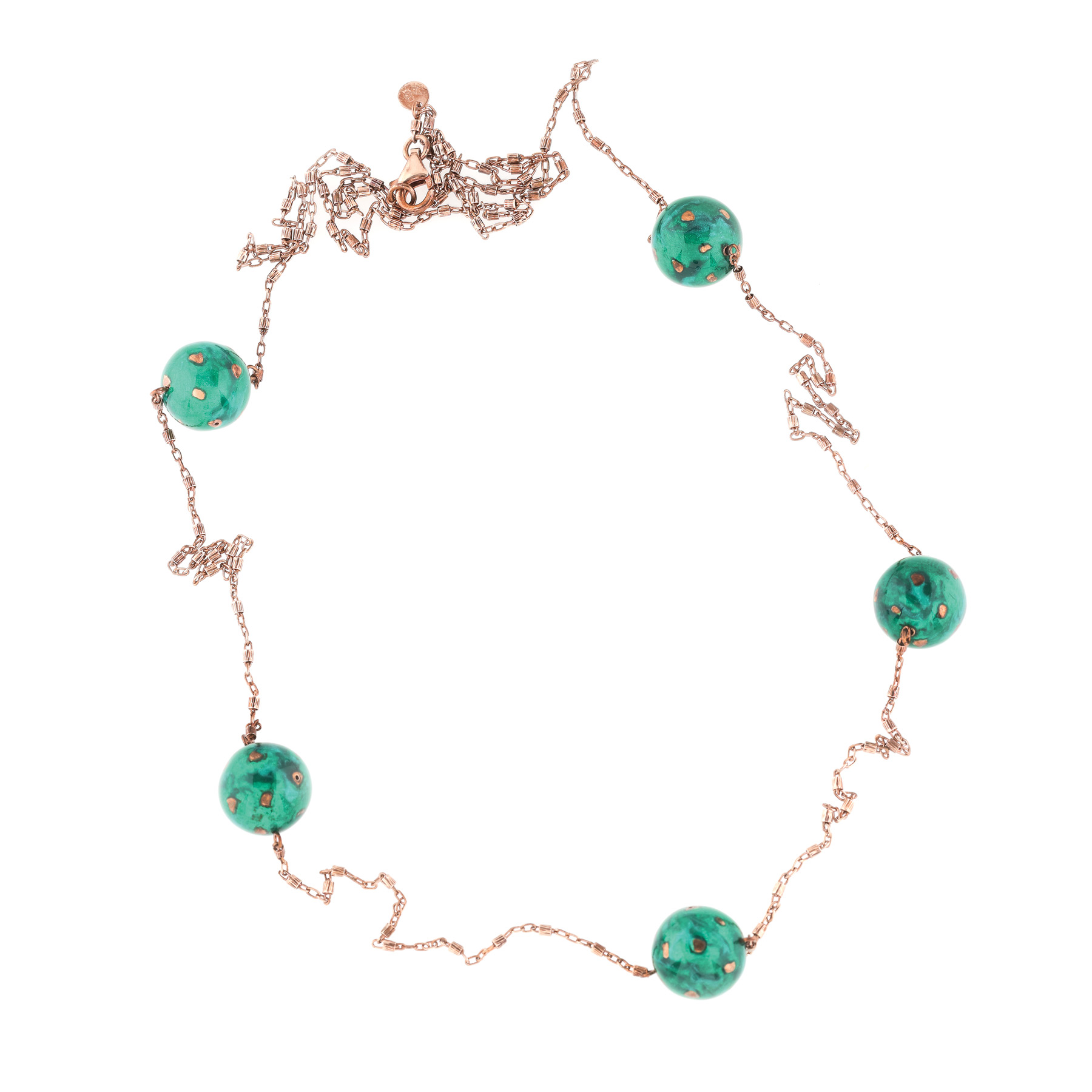 Colier La Nouvelle Bague din argint aurit, decorat cu mărgele emailate