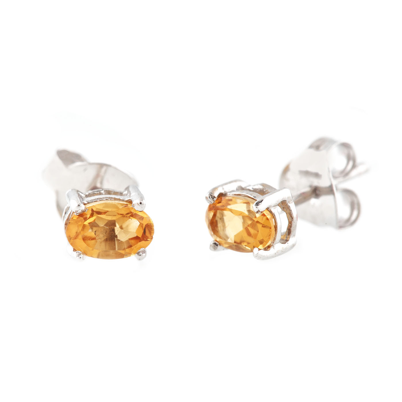 Pair of gilded silver earrings decorated with oval citrines