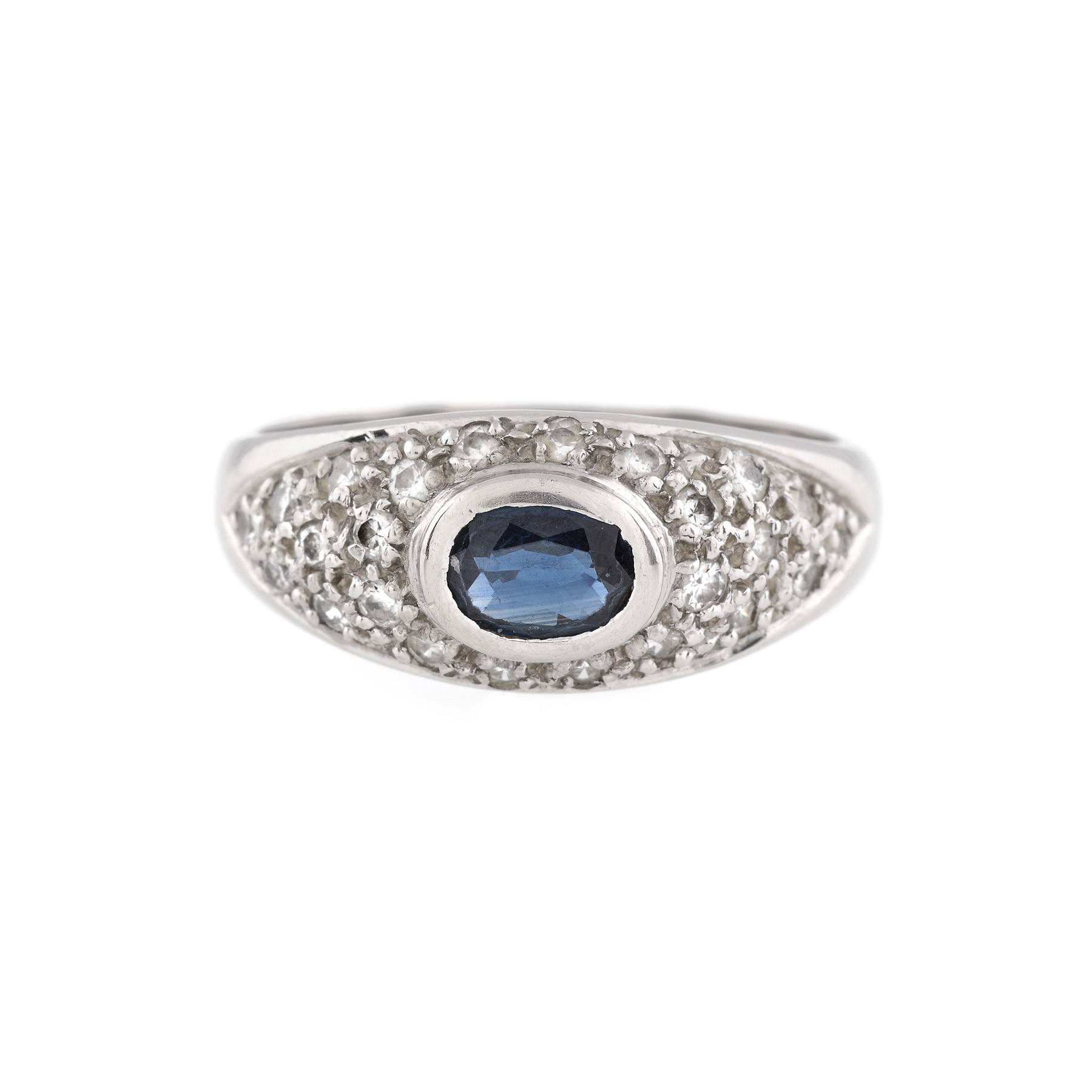 Inel din platină, decorat cu safir și diamante