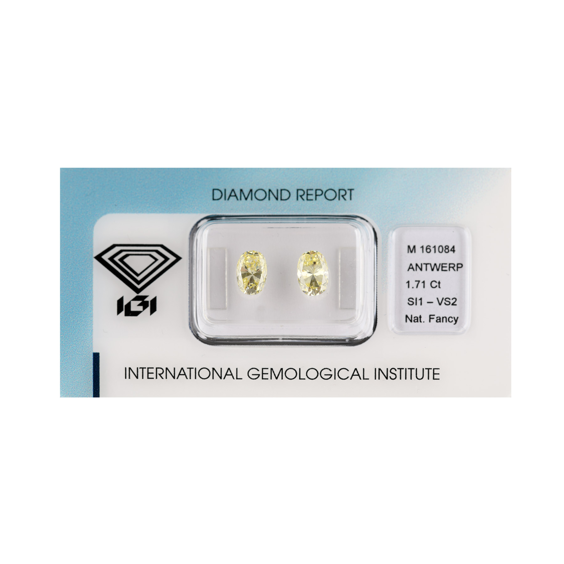 Pereche de diamante ovale fancy yellow, cca. 1,71 ct.