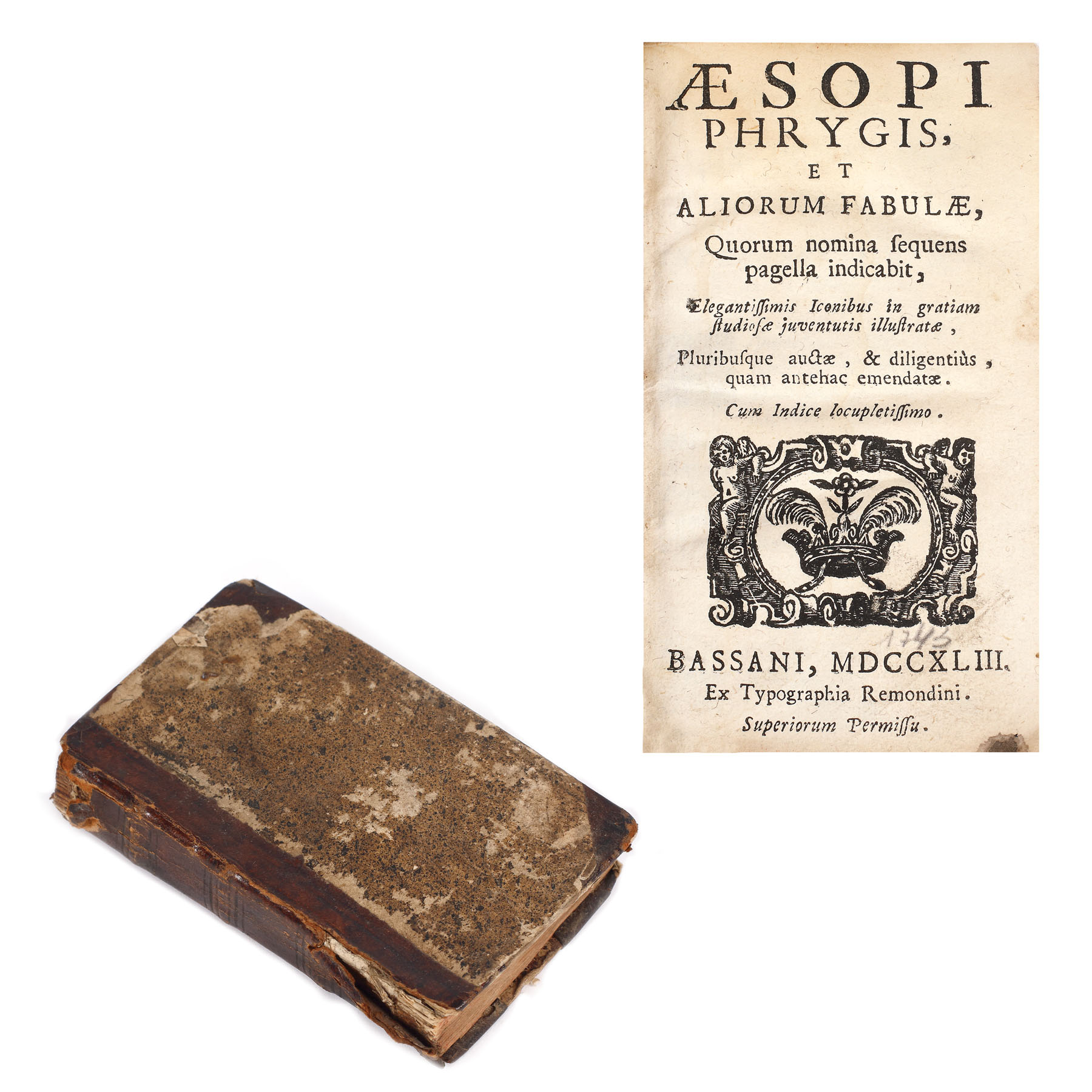 "Fabule” de Aesop, latină, Bassano, 1743, cu 46 de xilogravuri