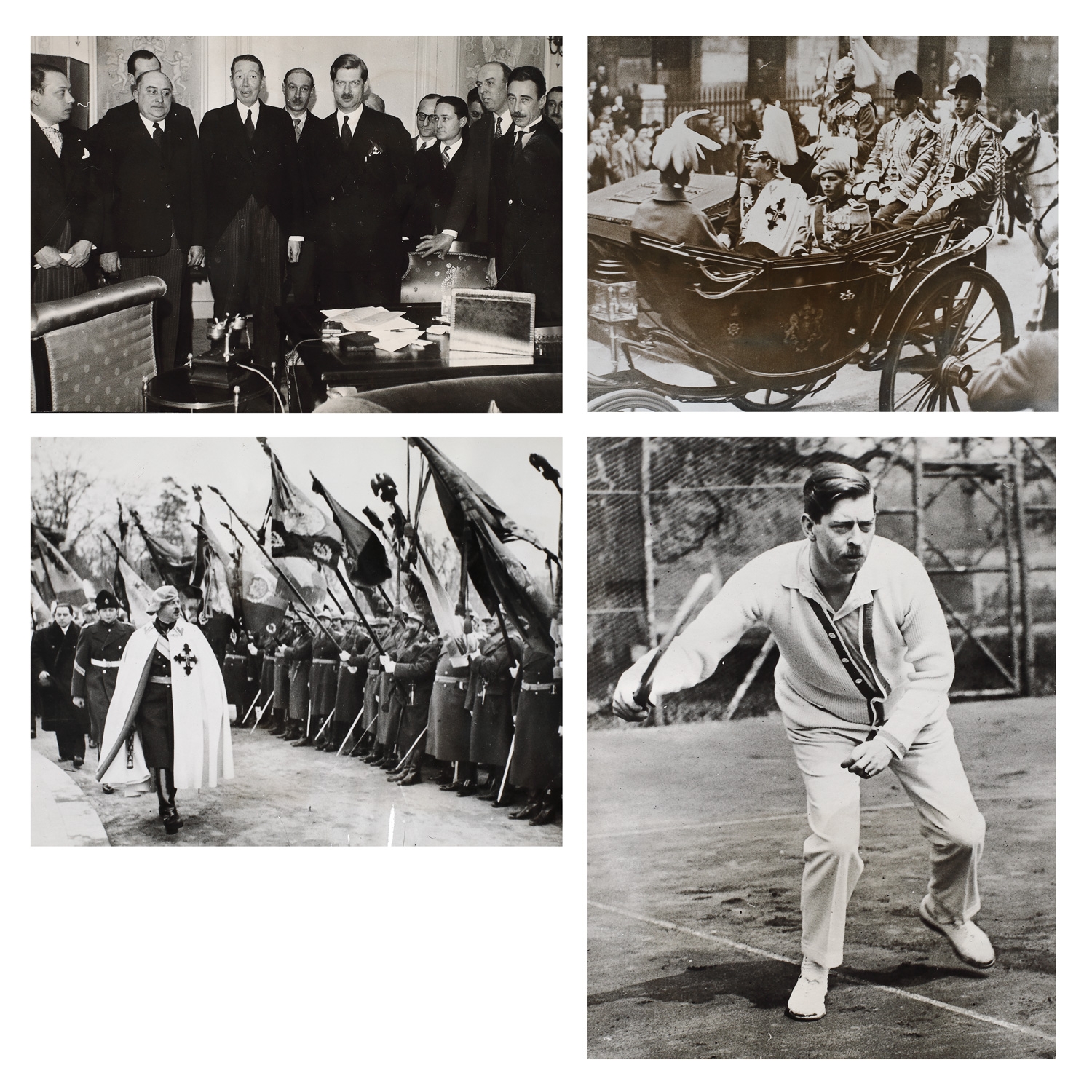 Lot format din patru fotografii de presă ilustrându-l pe Regele Carol al II-lea, 1928-1936