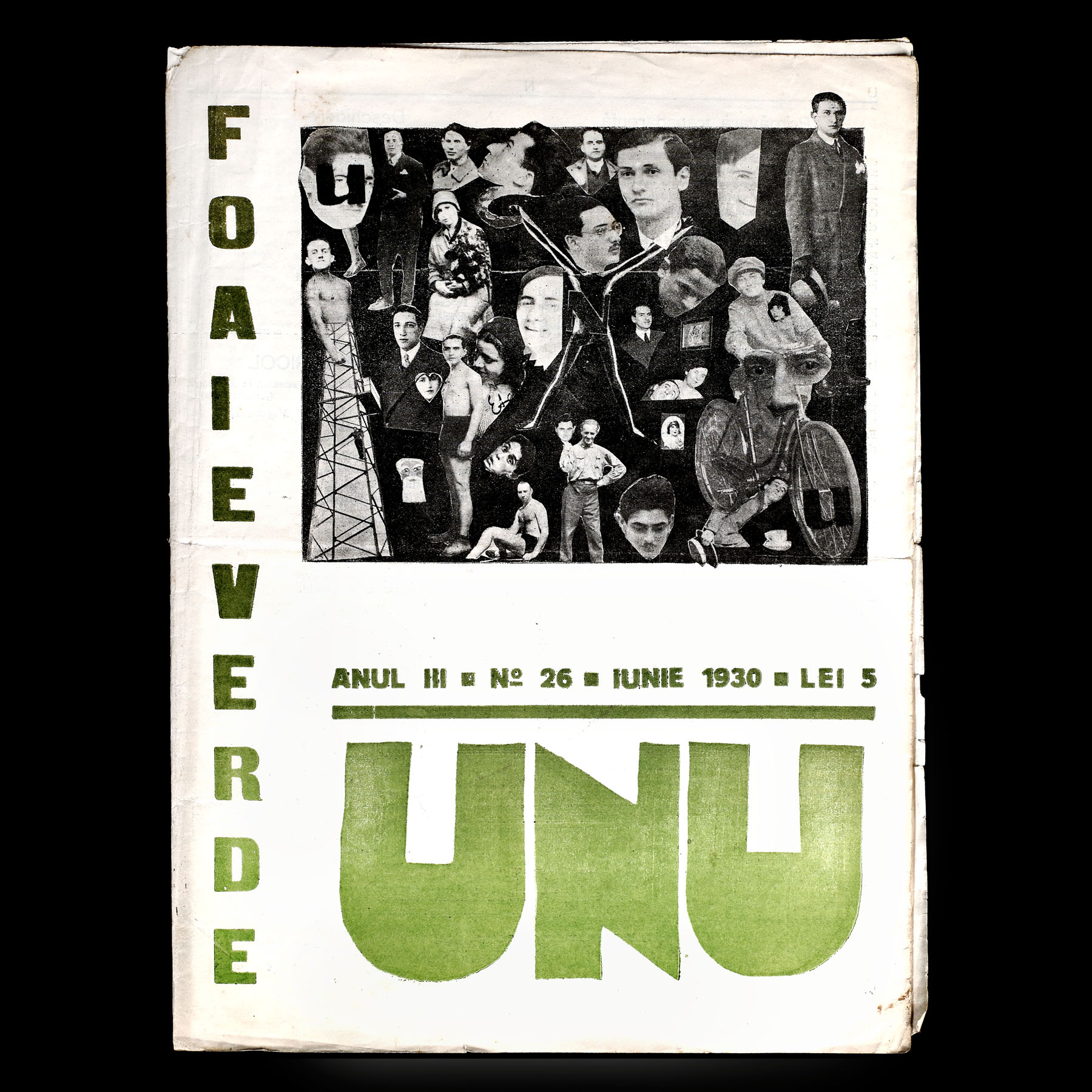 Revista ”Unu (foaie verde)”, anul III, numărul 26, 1930, cu o însemnare olografă a lui Sașa Pană, piesă rară, de colecție