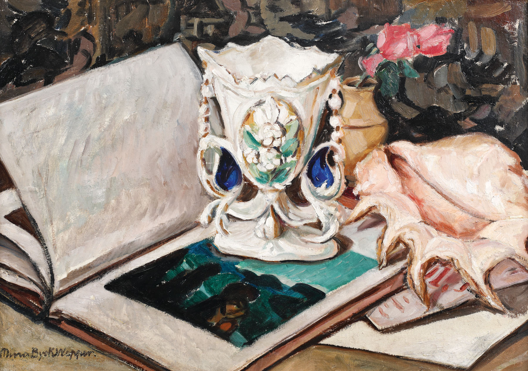 Stiil life with porcelain and seashell