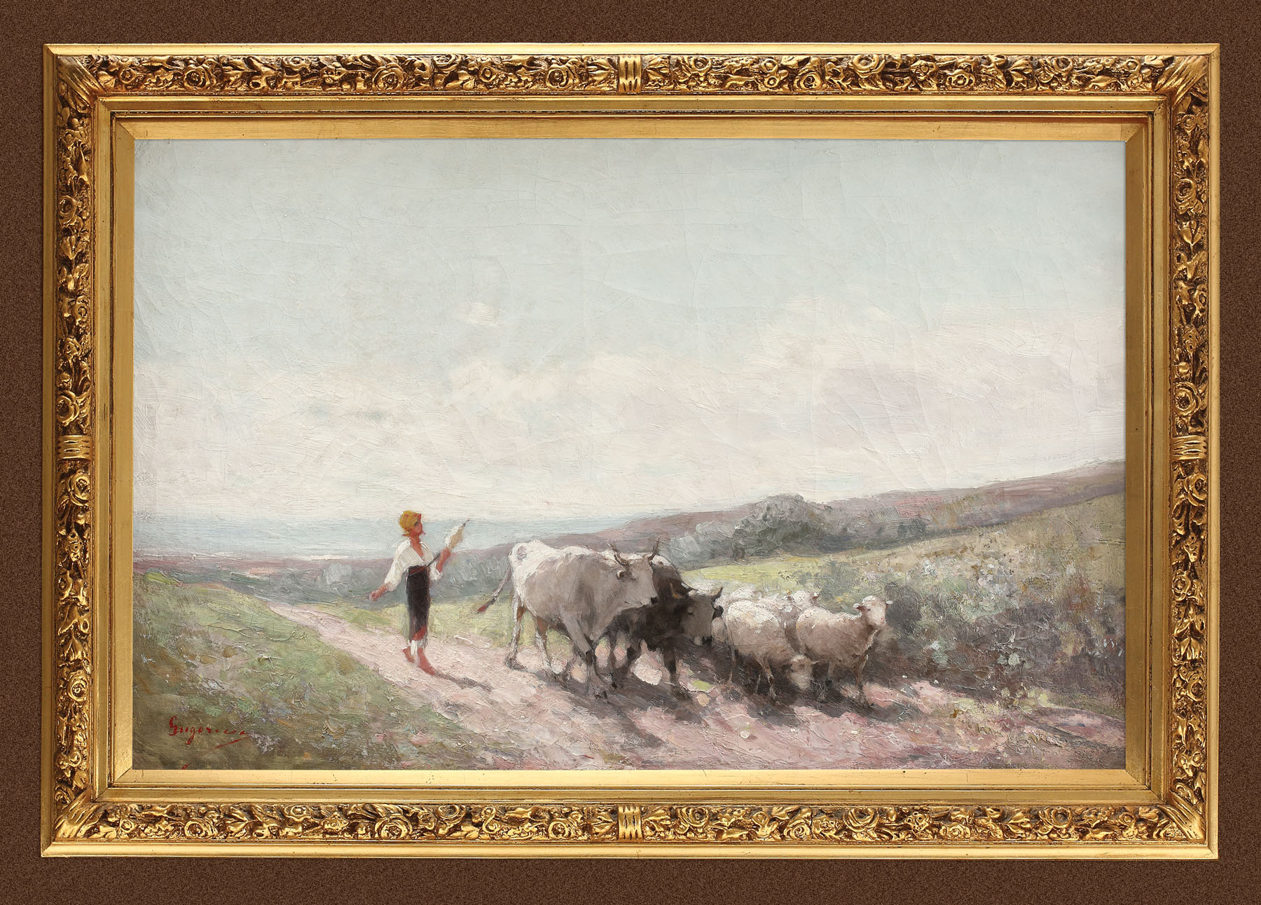 Peasant woman on the road