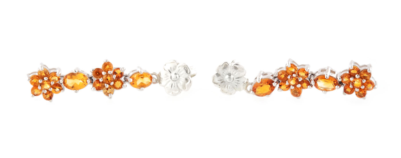 Pair of gilded silver earrings, decorated with citrines