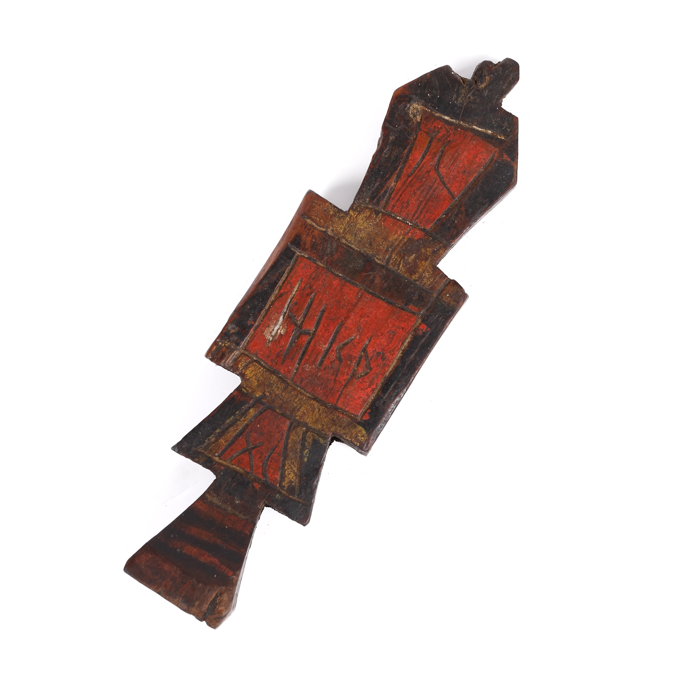Pristolnic din lemn, pictat manual, datat 1853