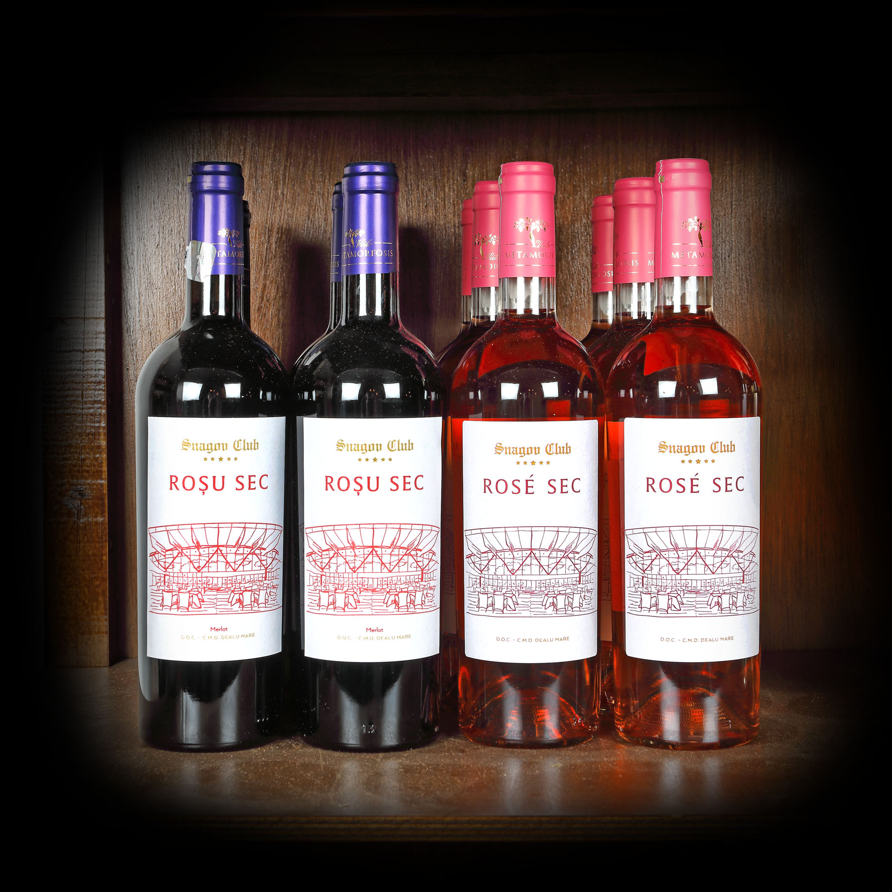 Lot combinat Snagov, 6st vin roșu x 0,75l și 6st vin rosé x 0,75l