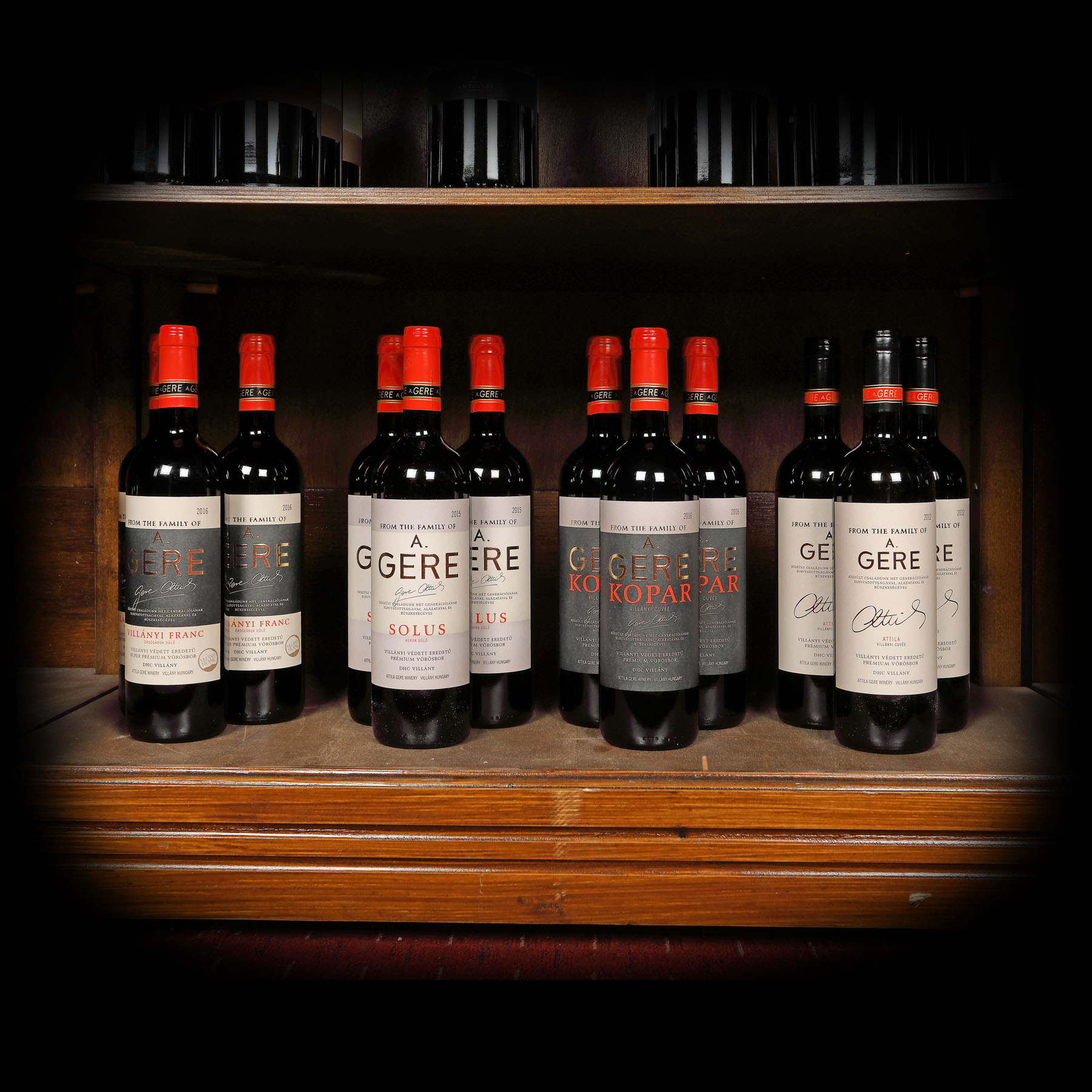 Lot de vinuri Premium Collection of Gere Attila, Villány, Ungaria, 2012-2016, 12st x 0,75l
