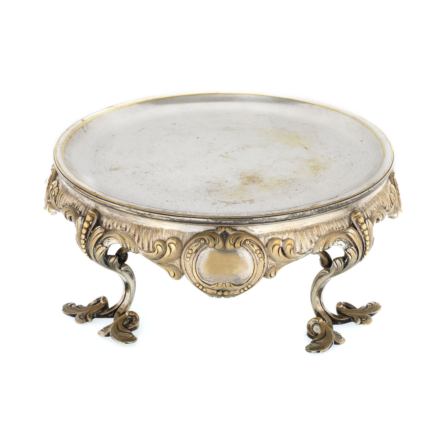 Suport în manieră Neo-Rococo, din bronz placat cu argint, pentru vase, sec. XIX