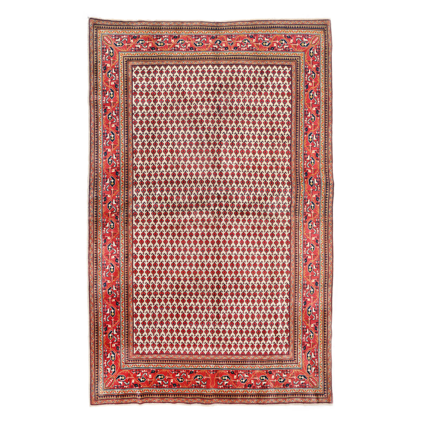 Covor Afshar din lână, decorat cu motive ”Boteh Jegheh” minimaliste, Iran