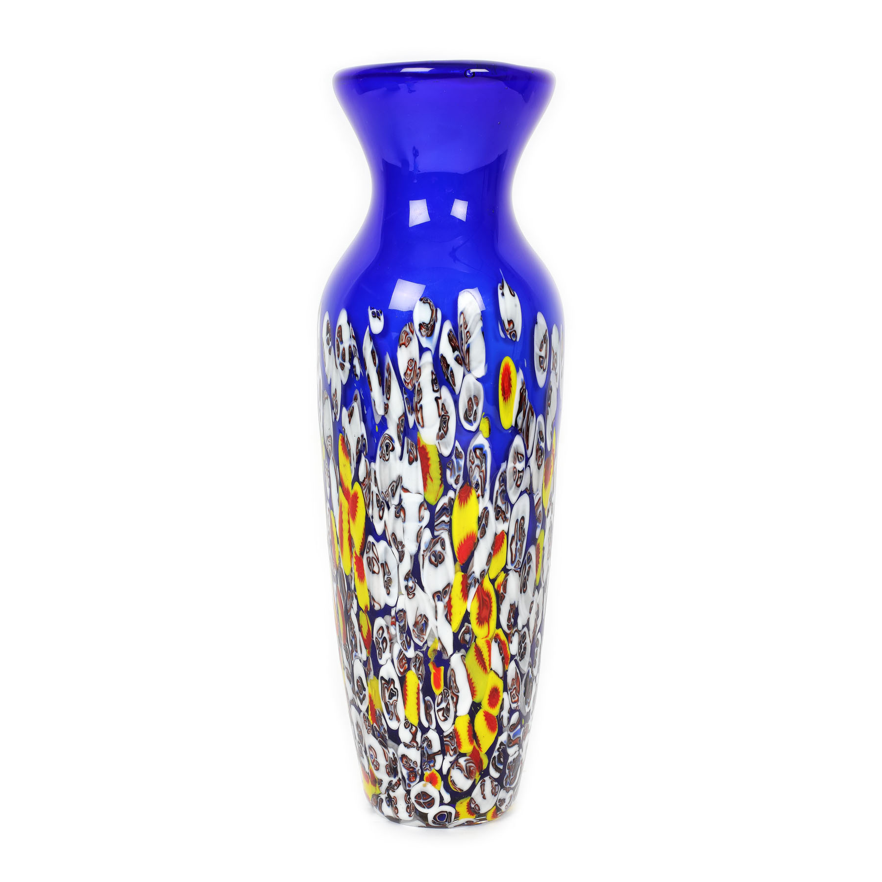 Vas din sticlă Murano, decorată cu murrine multicolore