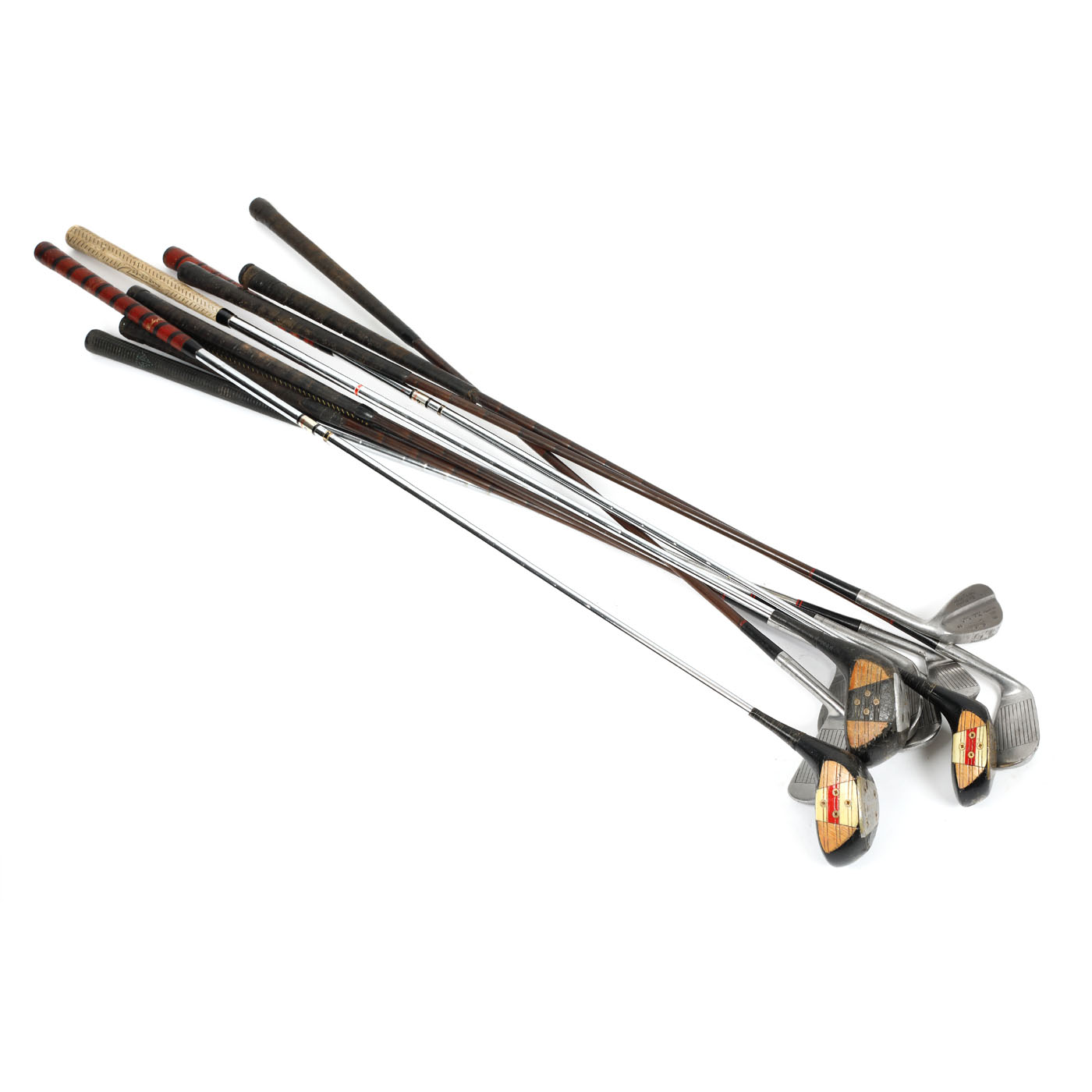 Lot format din zece crose de golf din inox și lemn de hicori
