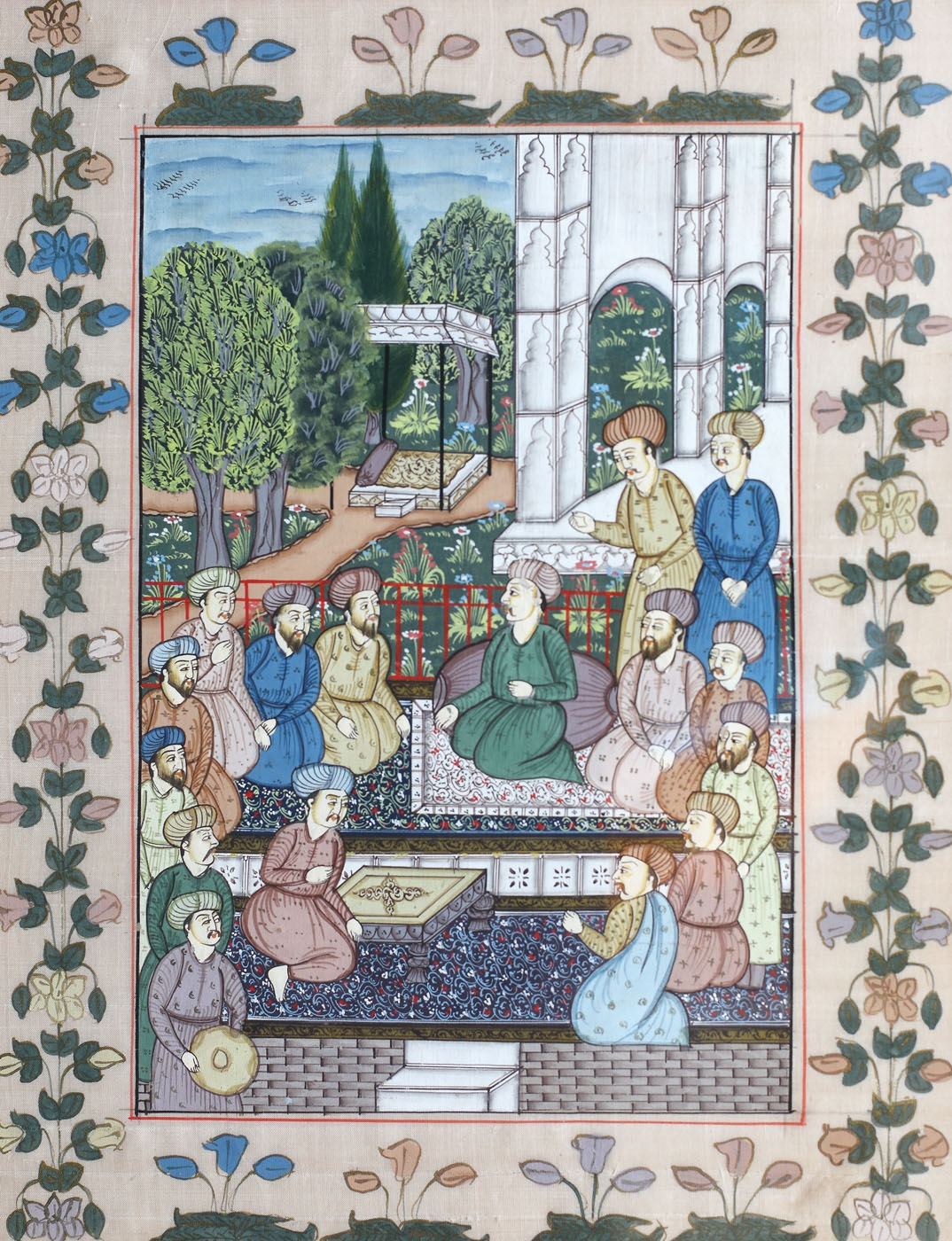 Lot format din patru acuarele indo-persane, ilustrând scene de vânătoare, școala Mughal, sec. XIX