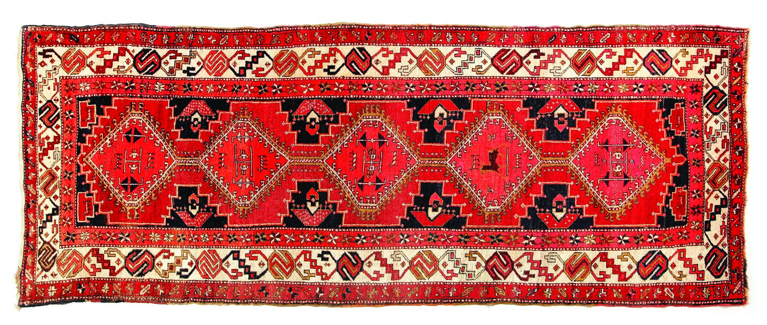Covor tribal persan din lână, realizat de către nomazii Meshkin, din nord-vestul Iranului, cca. 1900-1920, piesă rară de colecție