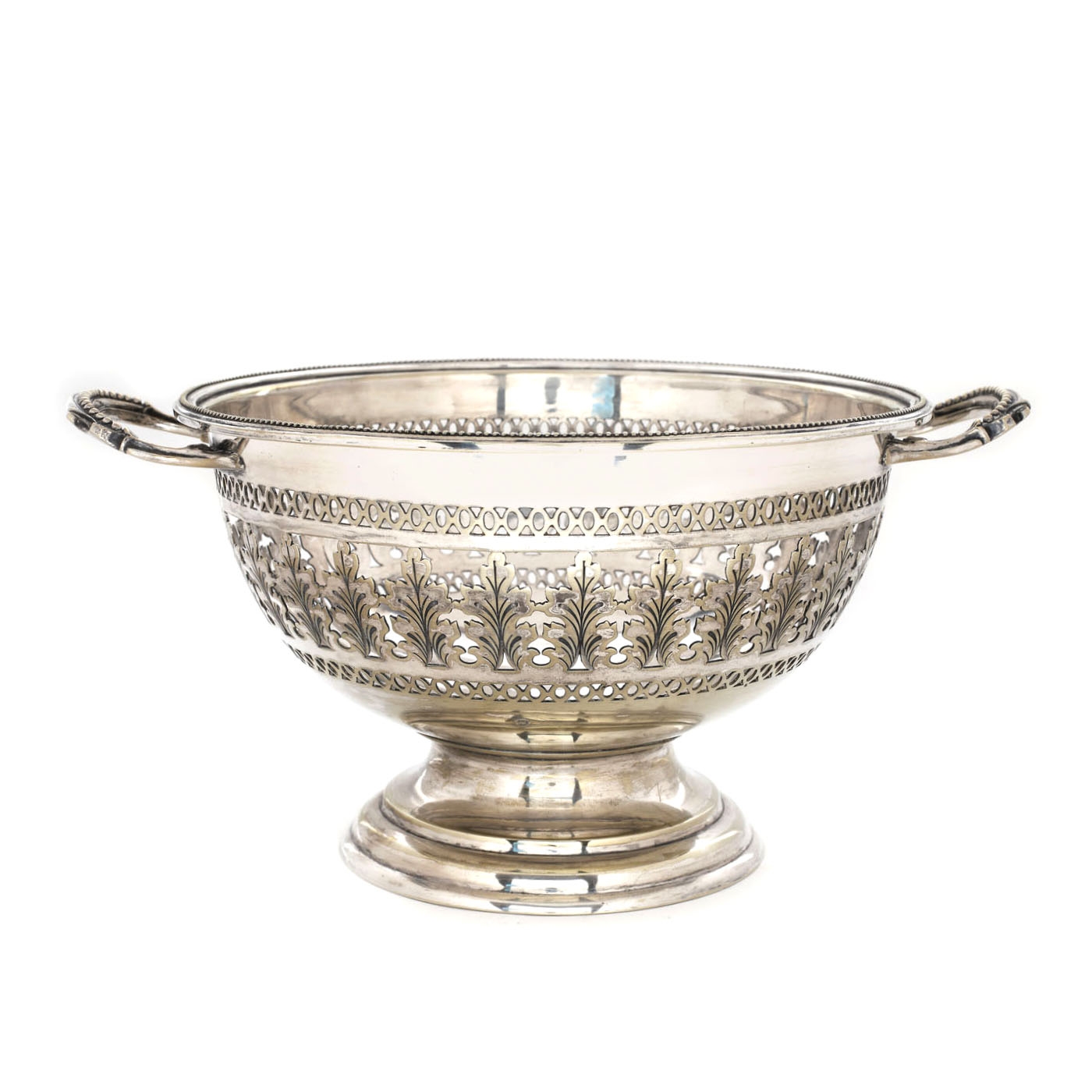 Fructieră Frederick Ellis Timm, cu anse, din bronz argintat, decorată cu motive Regency, cca. 1880, piesă de colecție 