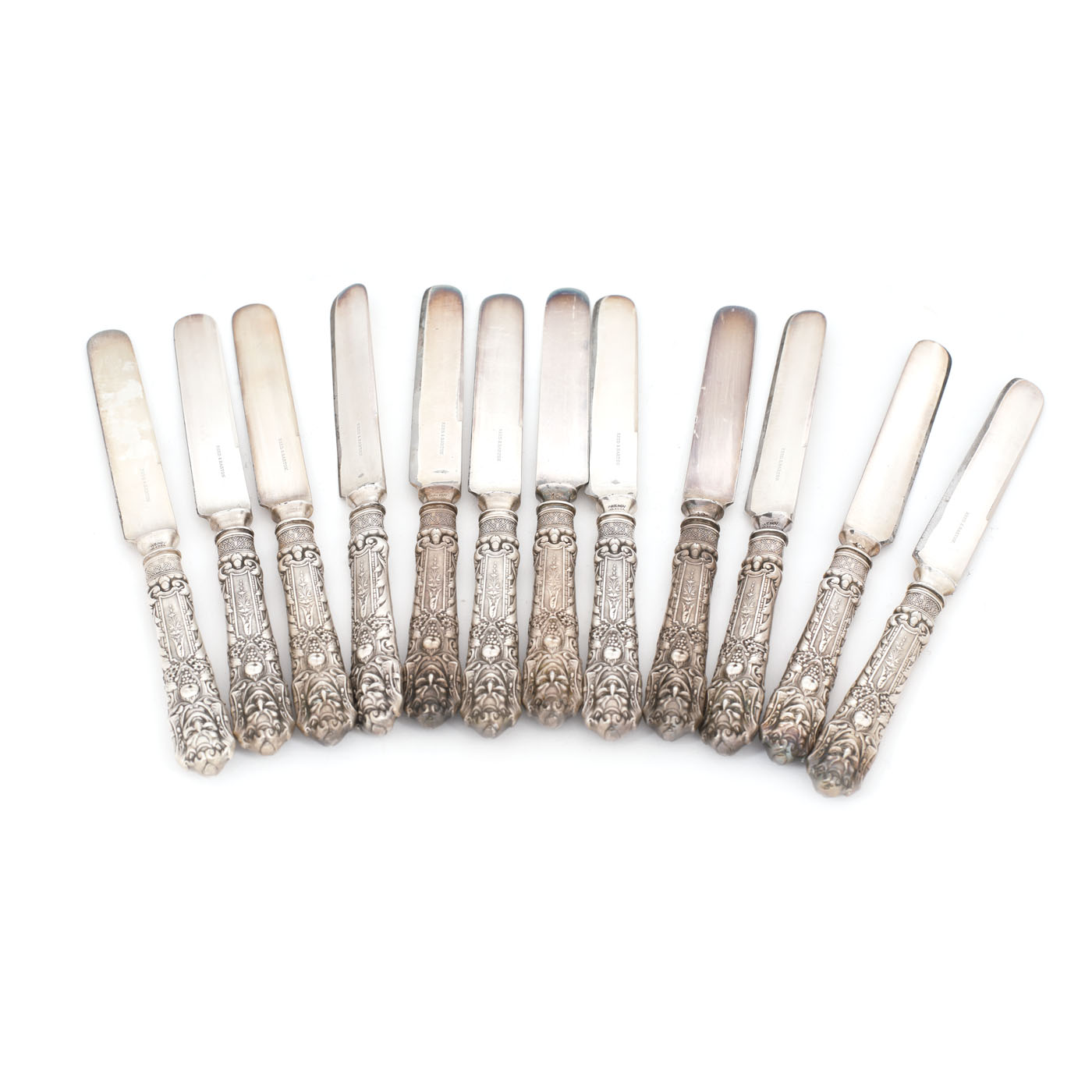 Set de 12 cuțite Reed & Barton, pentru masă, cu decor eclectic 