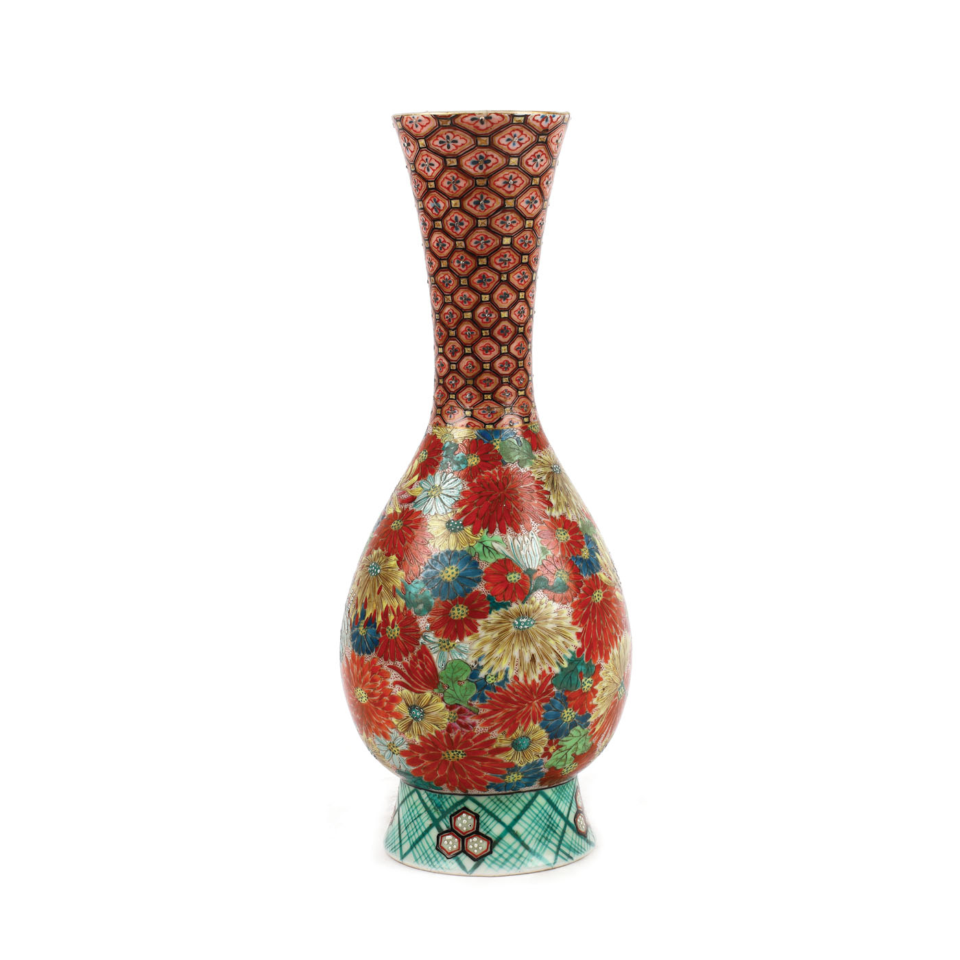 Remarcabil vas din porțelan, decorat cu crizanteme, marcat, atelier Kutani, perioada Edo, Japonia, sec. XIX