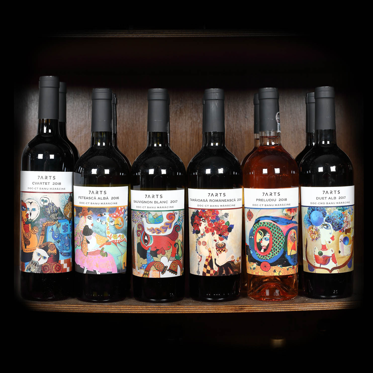 Lot de vinuri semnate 7 Arts, Dealurile Olteniei, 2016-2018, 12st x 0,75l