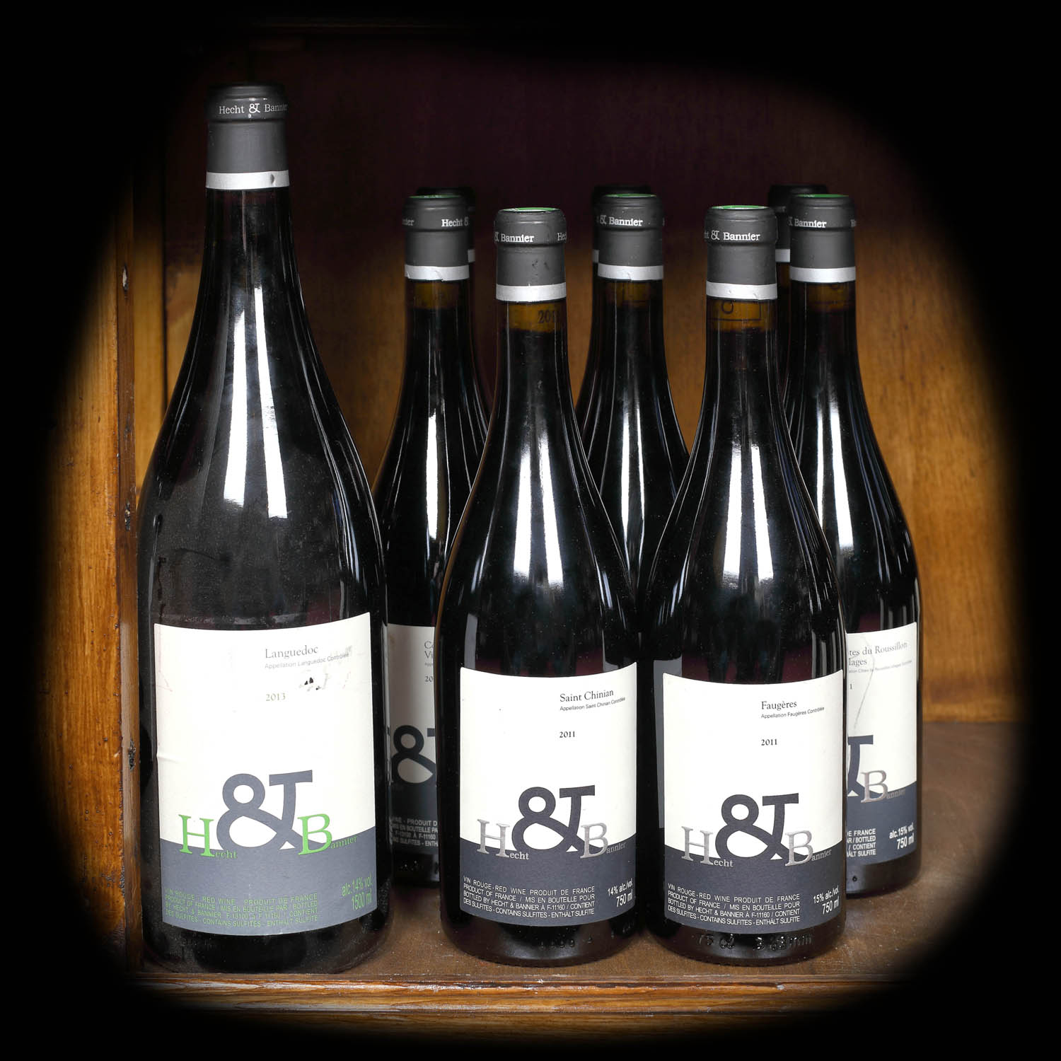 Lot de 9 vinuri roșii semnate Hecht & Bannier, Languedoc, 2011 - 2013, 8st x 0,75l și 1st x 1,5l 