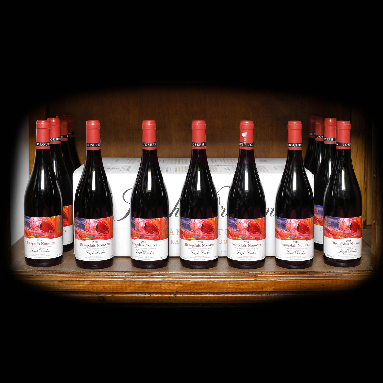 Lot de vinuri roșii Beaujolais Nouveau semnate Joseph Drouhin, Burgundy, 2018, 25st x 0,75l 
