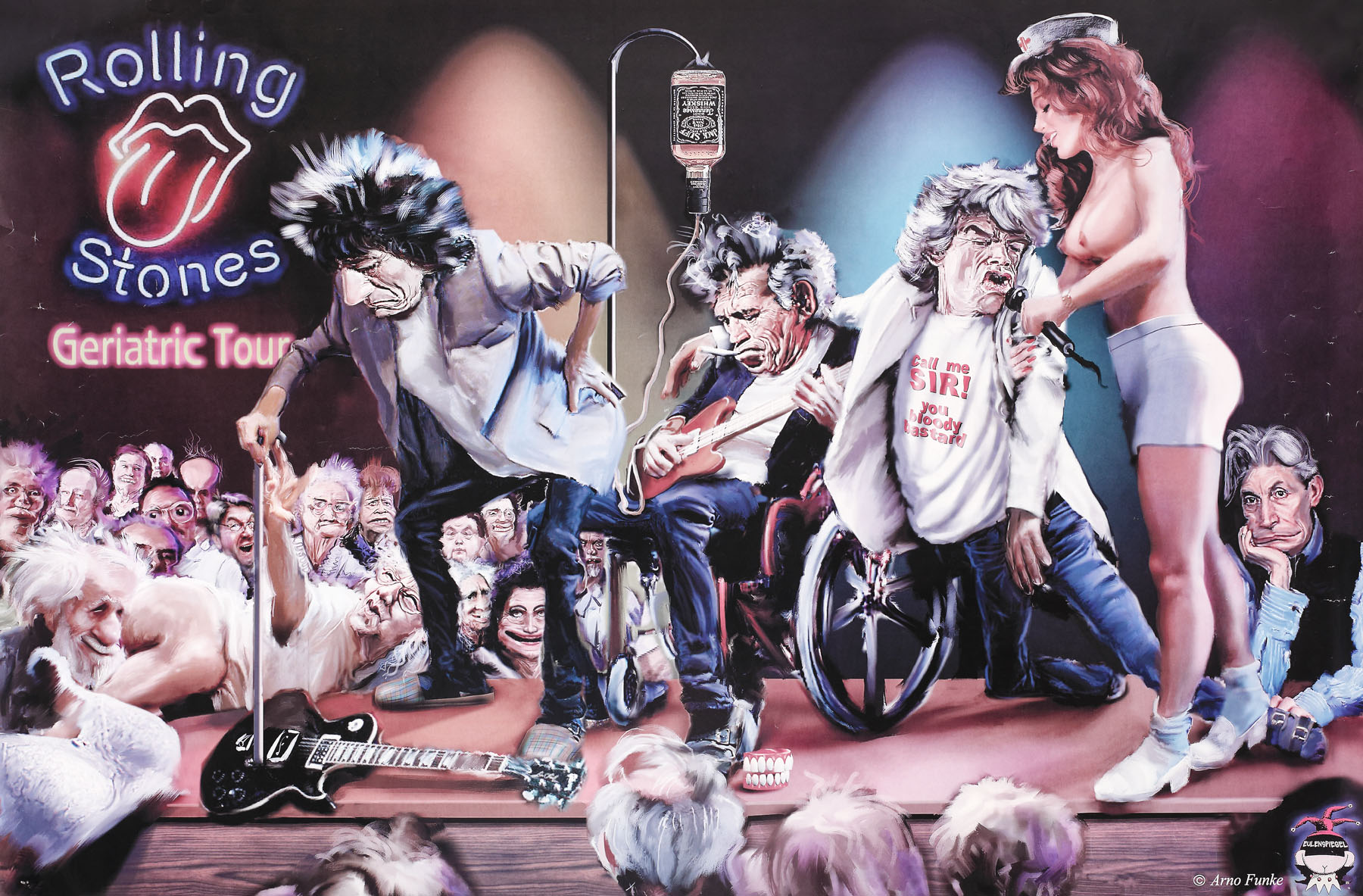 "The Rolling Stones - Geriatric tour" cartoon poster