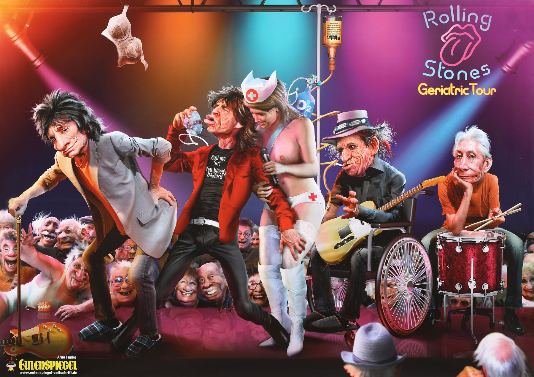 Afiș caricatural ”The Rolling Stones” - Geriatric tour