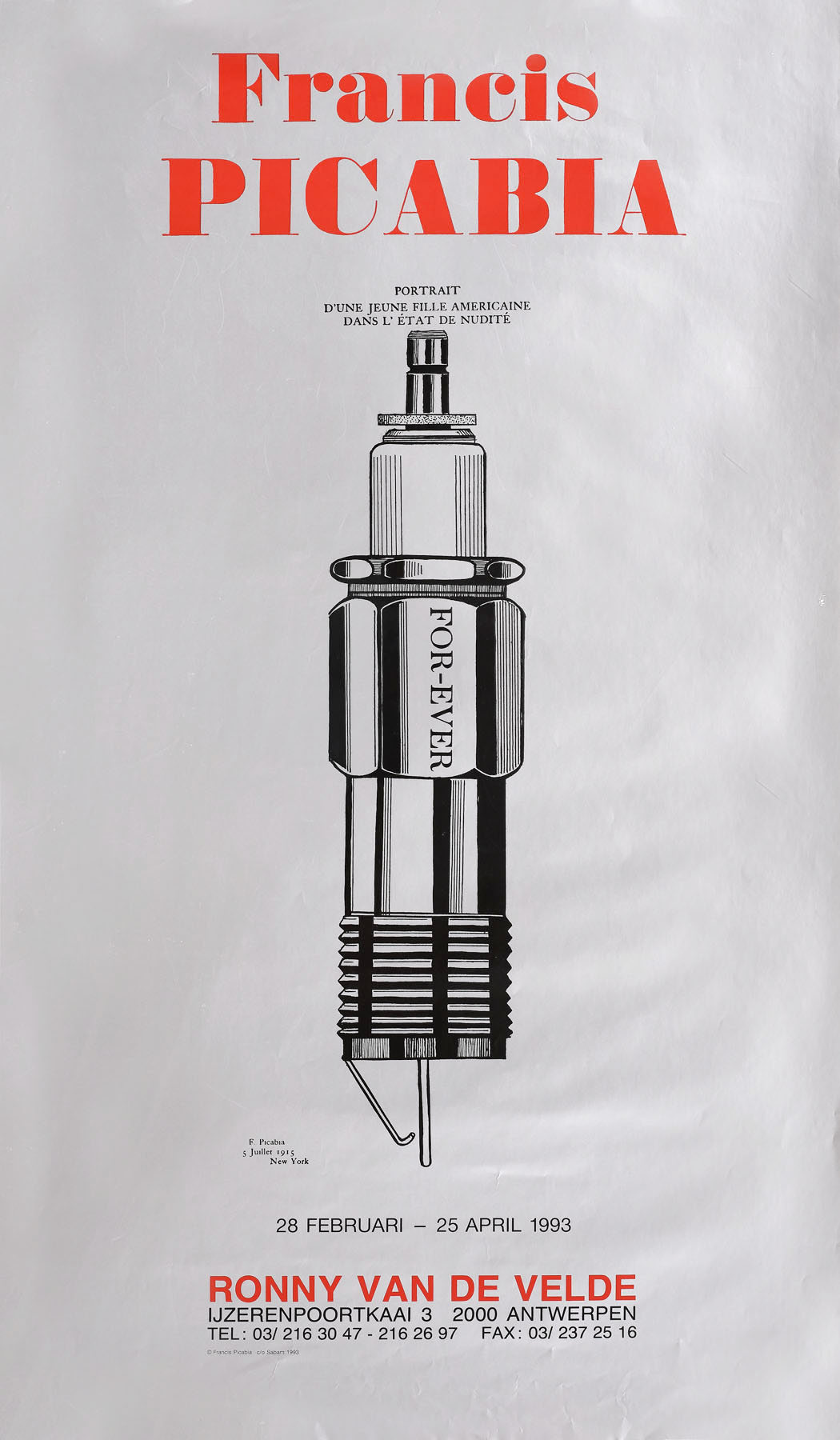 Francis Picabia, "Portrait d'une jeune fille americaine dans l'etat de nudite", exhibition poster, Holland, 1993
