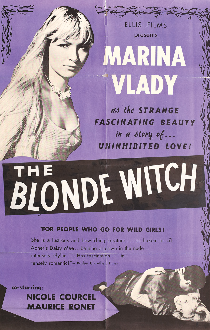 English movie poster for "The blonde witch", directed by André Michel, 1956