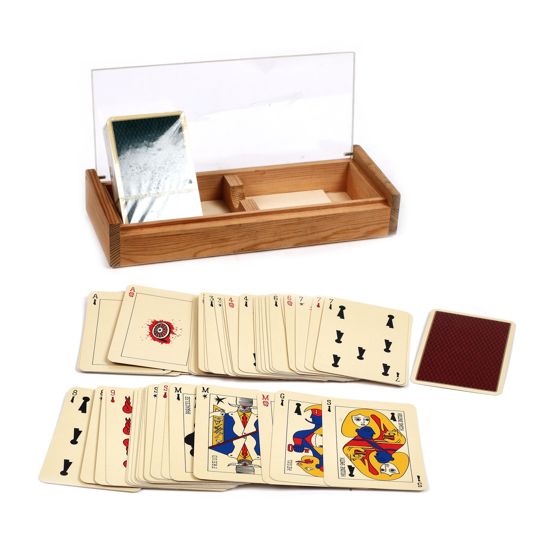 "Le Jeu de Marseille" - set of playing cards with artworks by Victor Brauner, André Breton, Oscar Dominguez, Max Ernst, Jacques Hérold, Wifredo Lam, Jacqueline Lamba and André Masson, in a wood box, Vitale, 2003