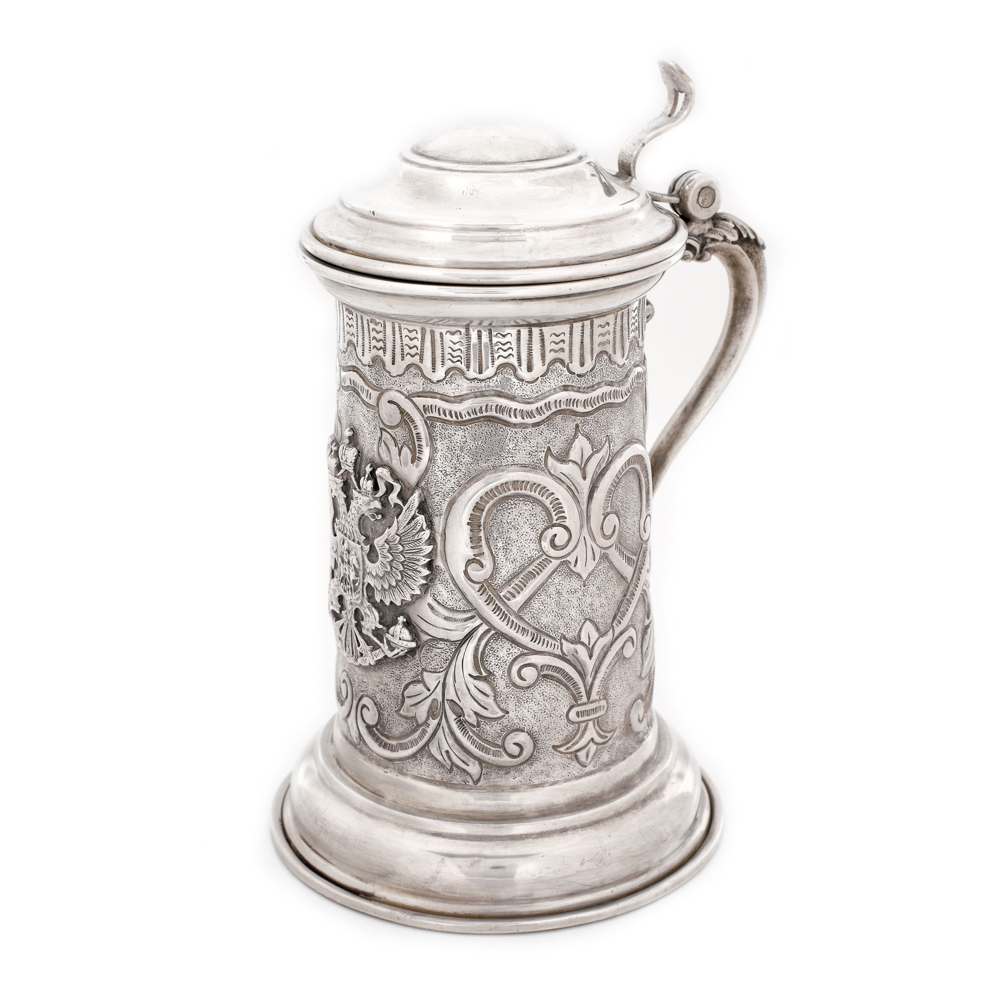 Carafă din argint, decorată cu acvilă bicefală, 1900