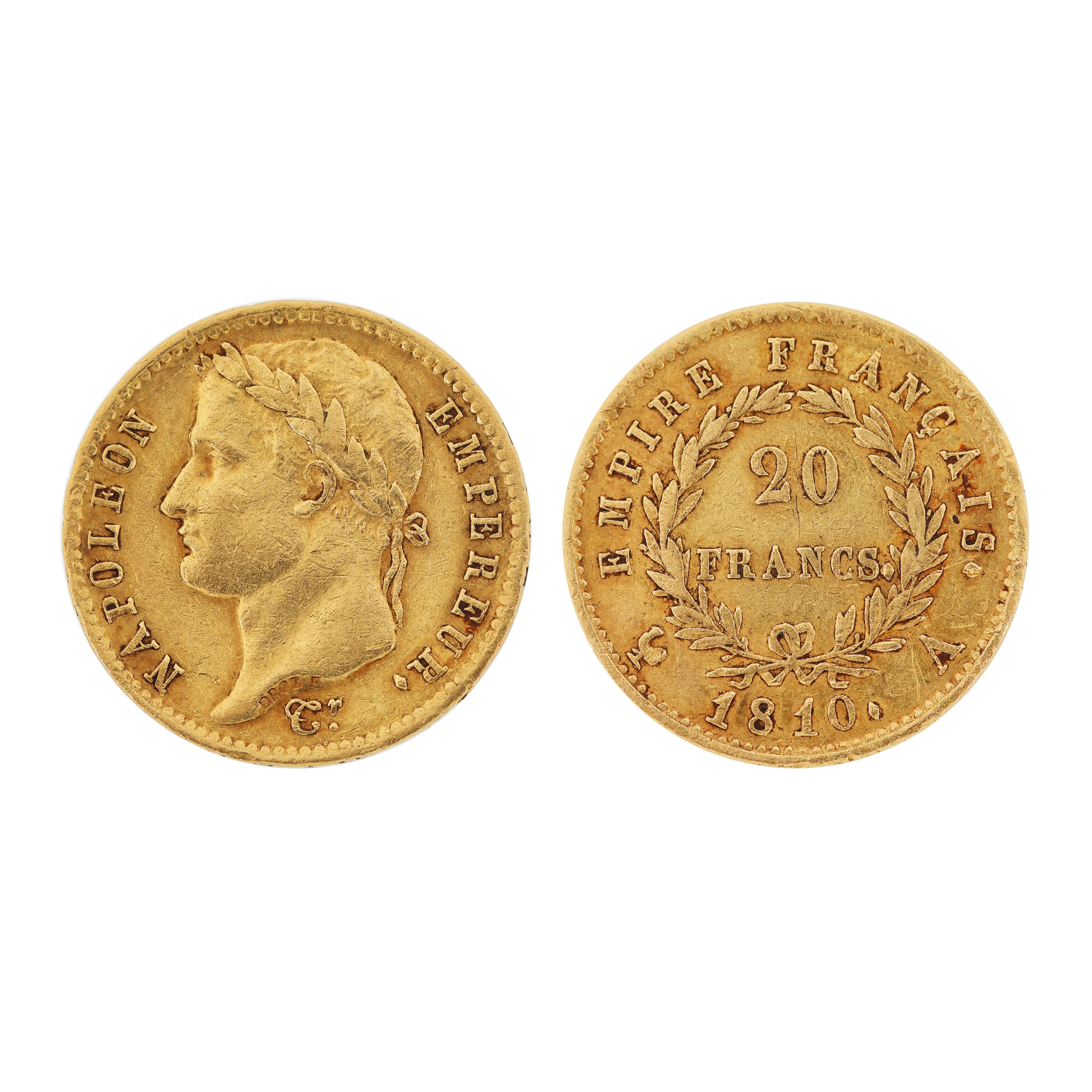 Monedă din aur, bătută de împăratul Napoleon, 1810